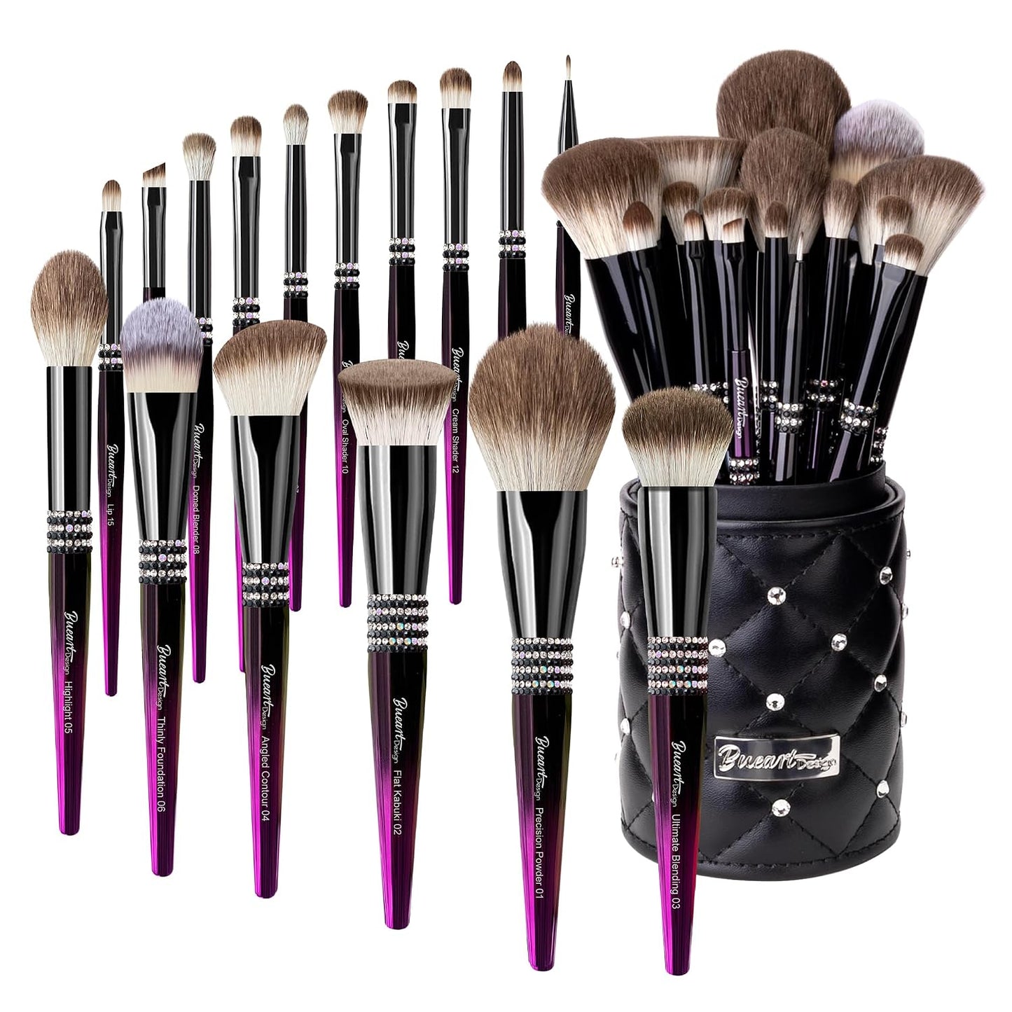 Bueart Design Juego de 16 brochas de maquillaje ultra suaves con so...