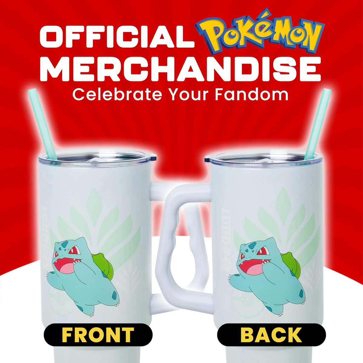 Silver Buffalo Pokémon Bulbasaur, vaso de acero inoxidable, 40 onza...