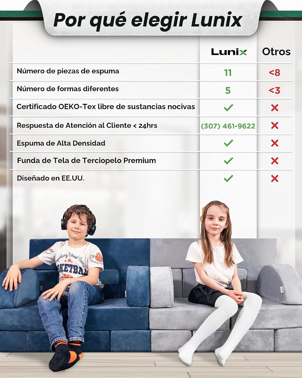 Lunix LX22 - Sofá modular de juegos para niños, sofá modular para n...