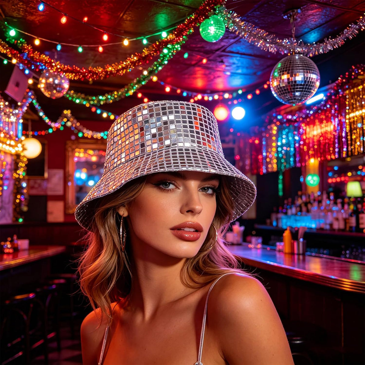 MILAKOO Sombrero de pescador con purpurina brillante con diamantes...