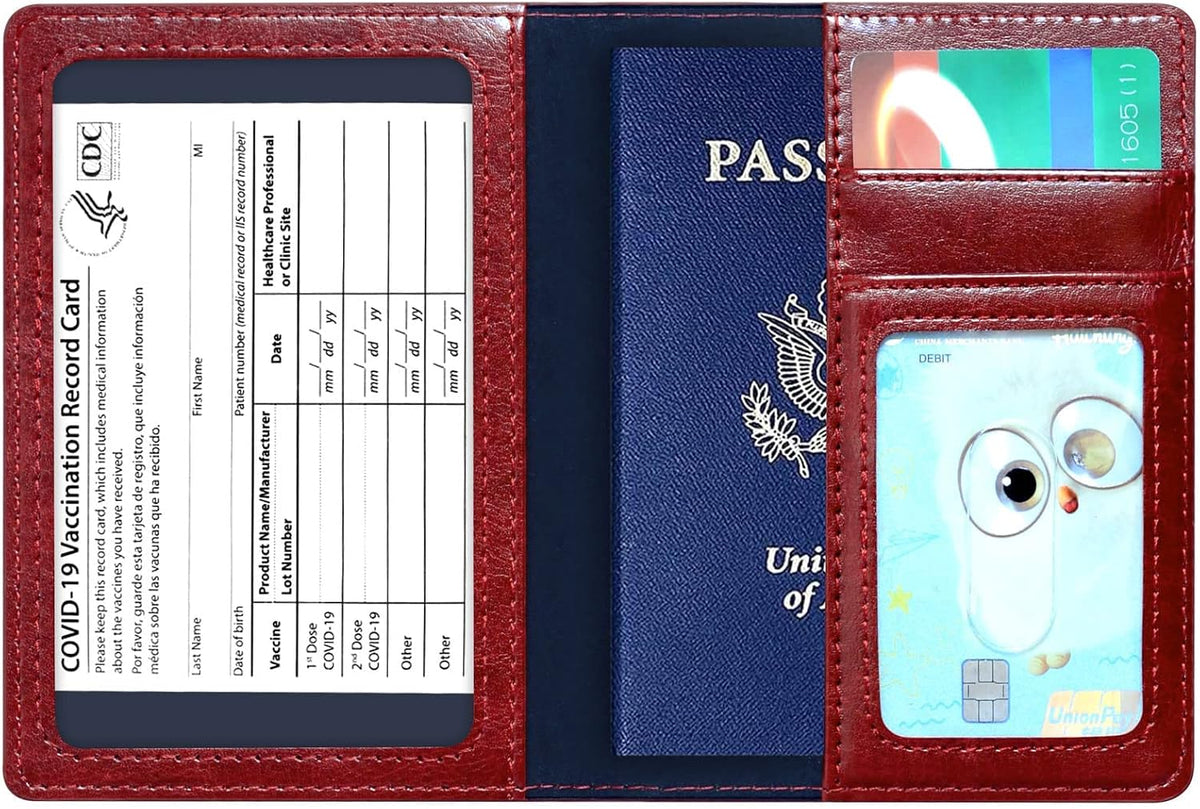 Funda para pasaporte con bloqueo RFID de piel, cartera con ranura p...