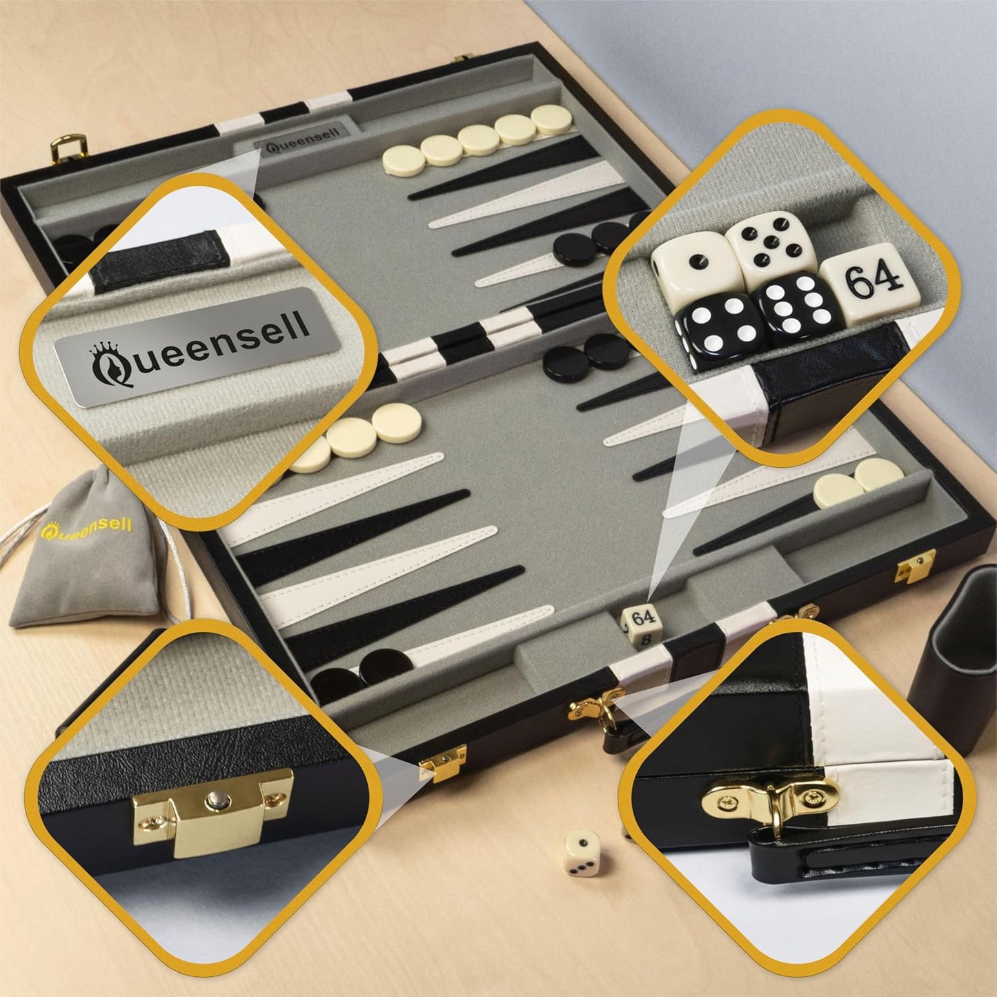 Juegos de backgammon para adultos \u2013 Juego de mesa de cuero PU...