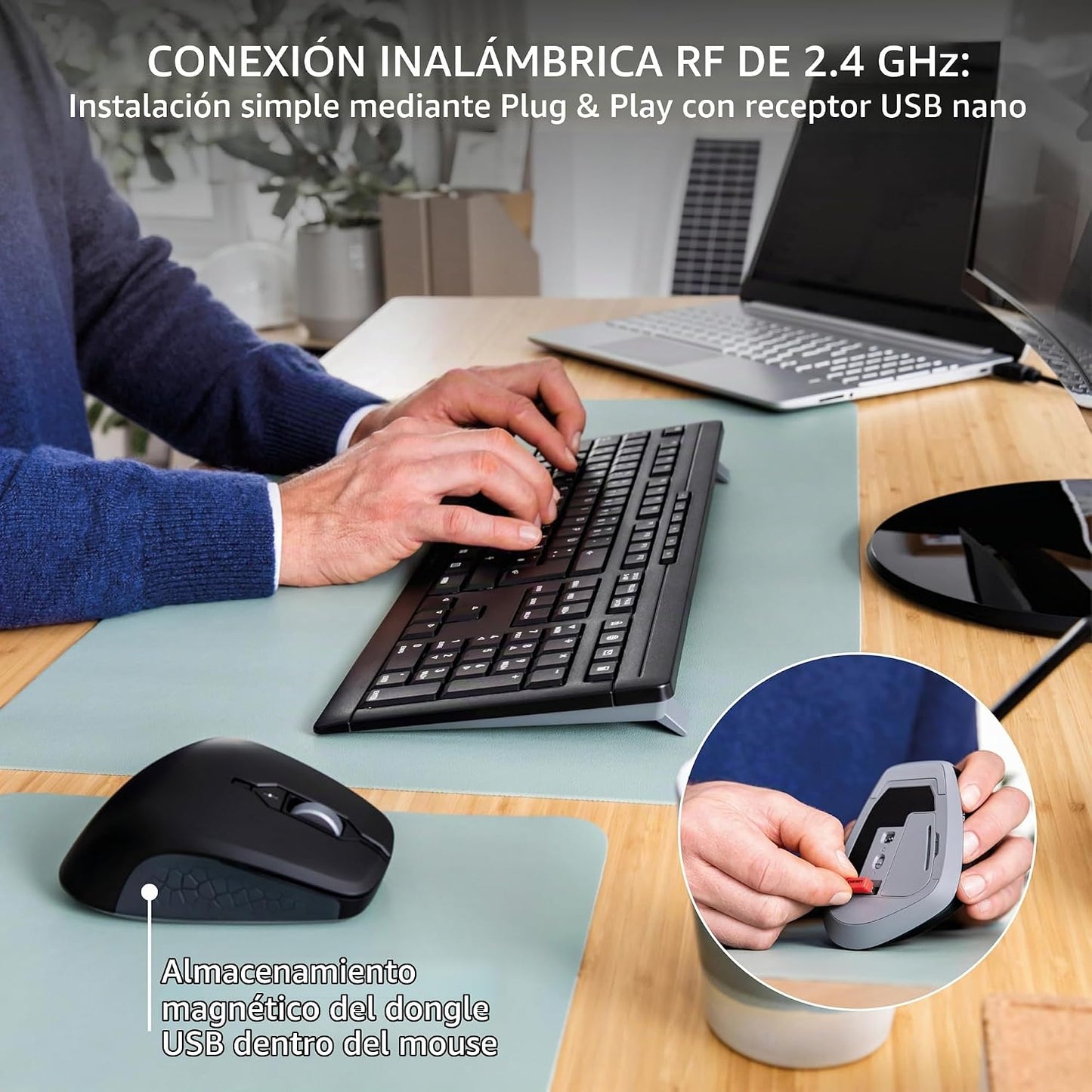 Cherry Stream Comfort Teclado y Ratón Inalámbricos de Escritorio |...