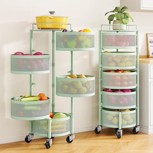 SNTD Cesta de frutas y verduras para cocina con tapa superior de me...