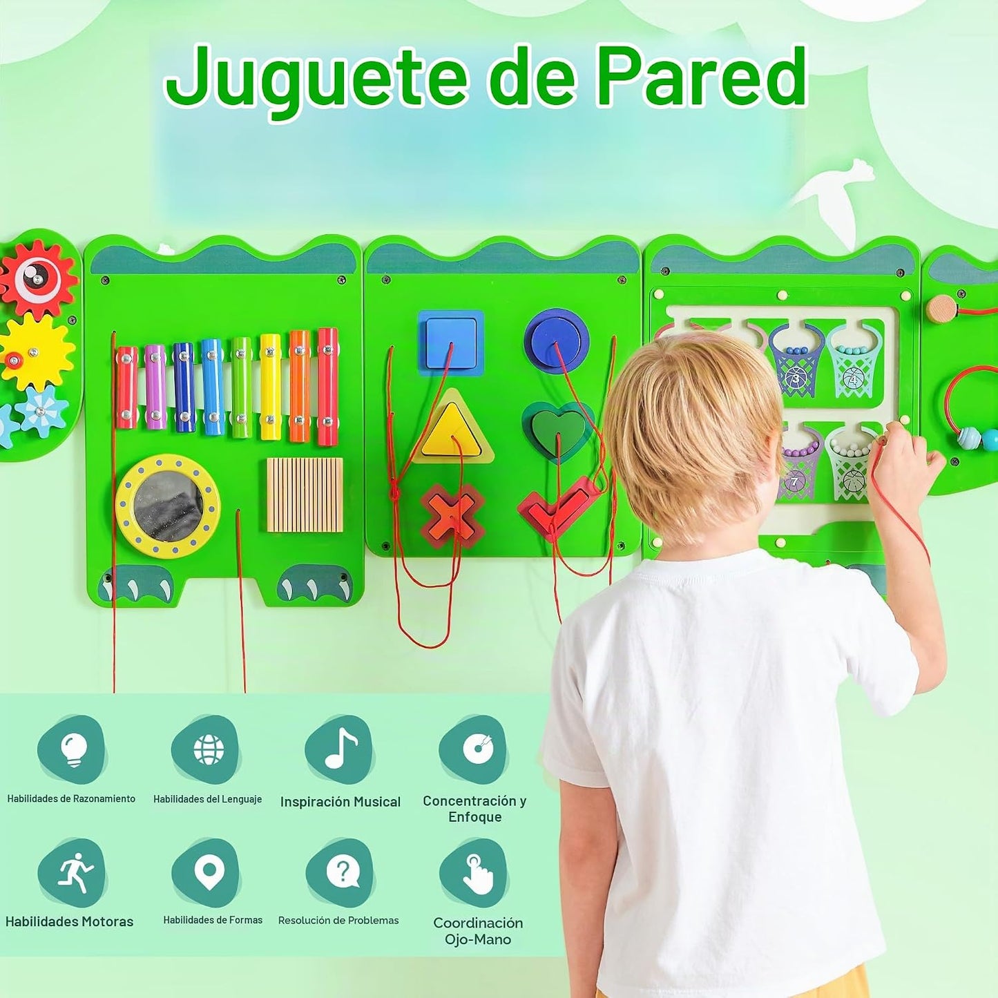 nigwet Juguetes sensoriales de cocodrilo, paneles de pared de activ...