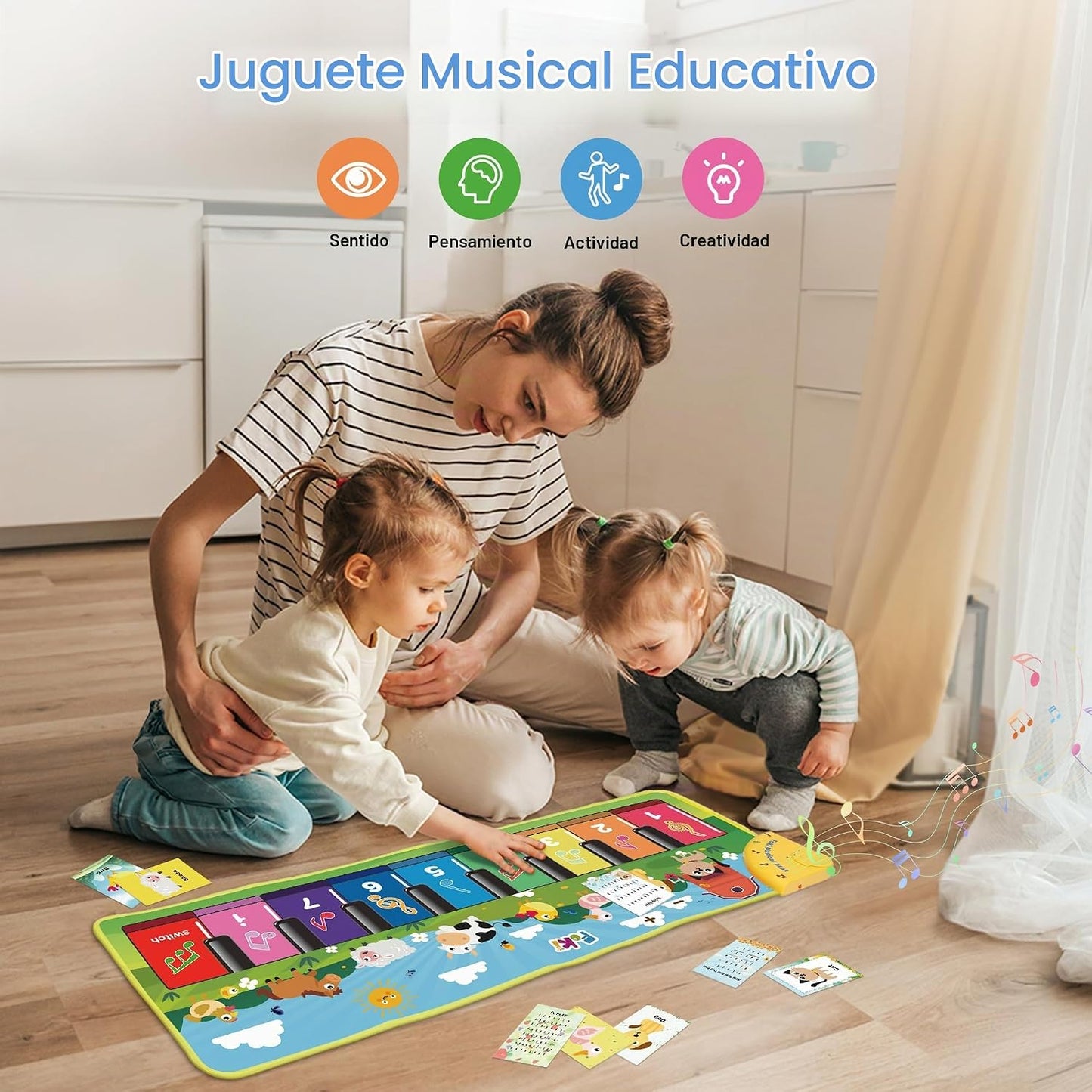 FOKI - Alfombrilla para piano de piso, juguetes para bebés y niños...