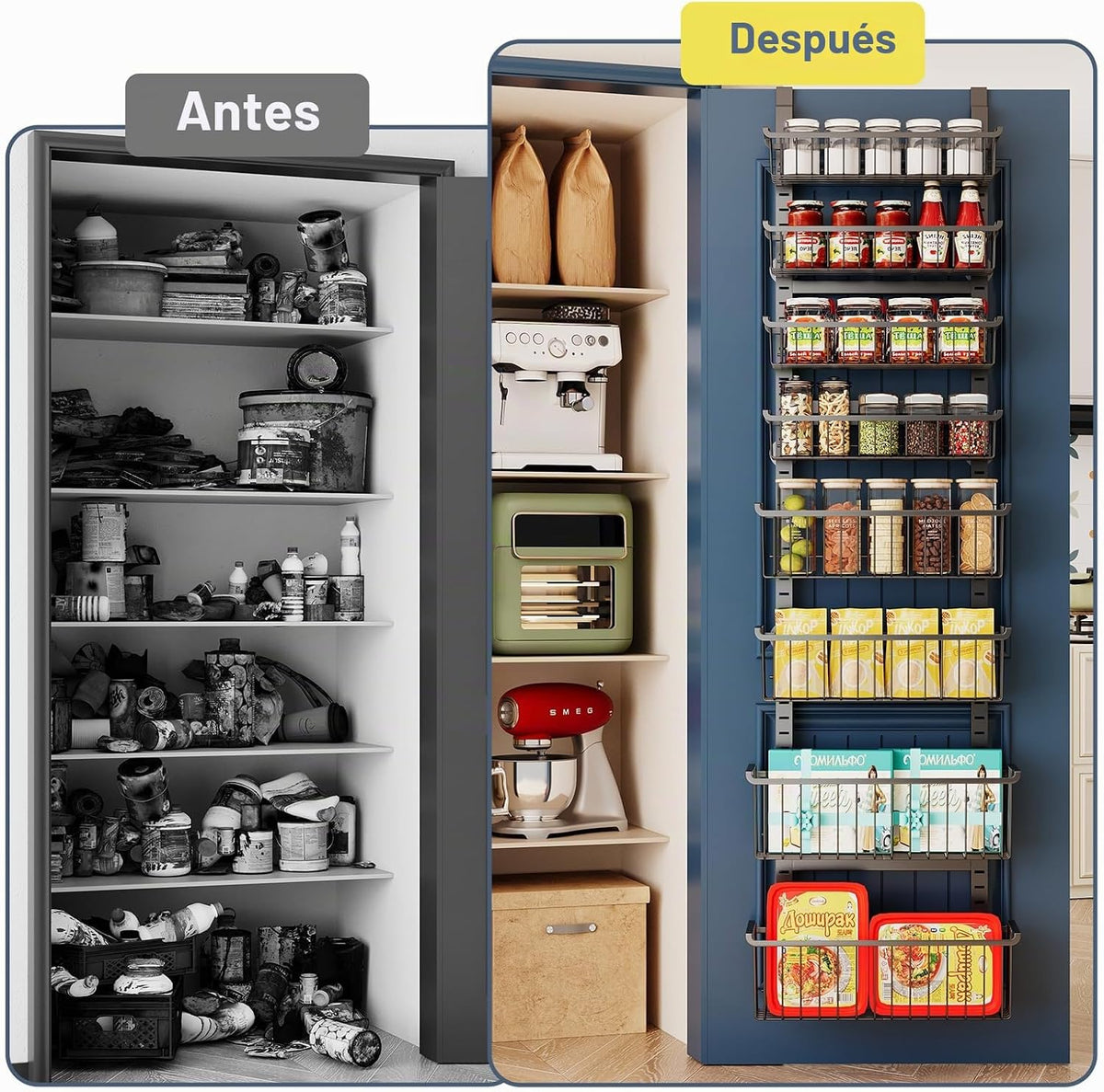 Organizador de despensa sobre la puerta, organizador de 8 niveles s...