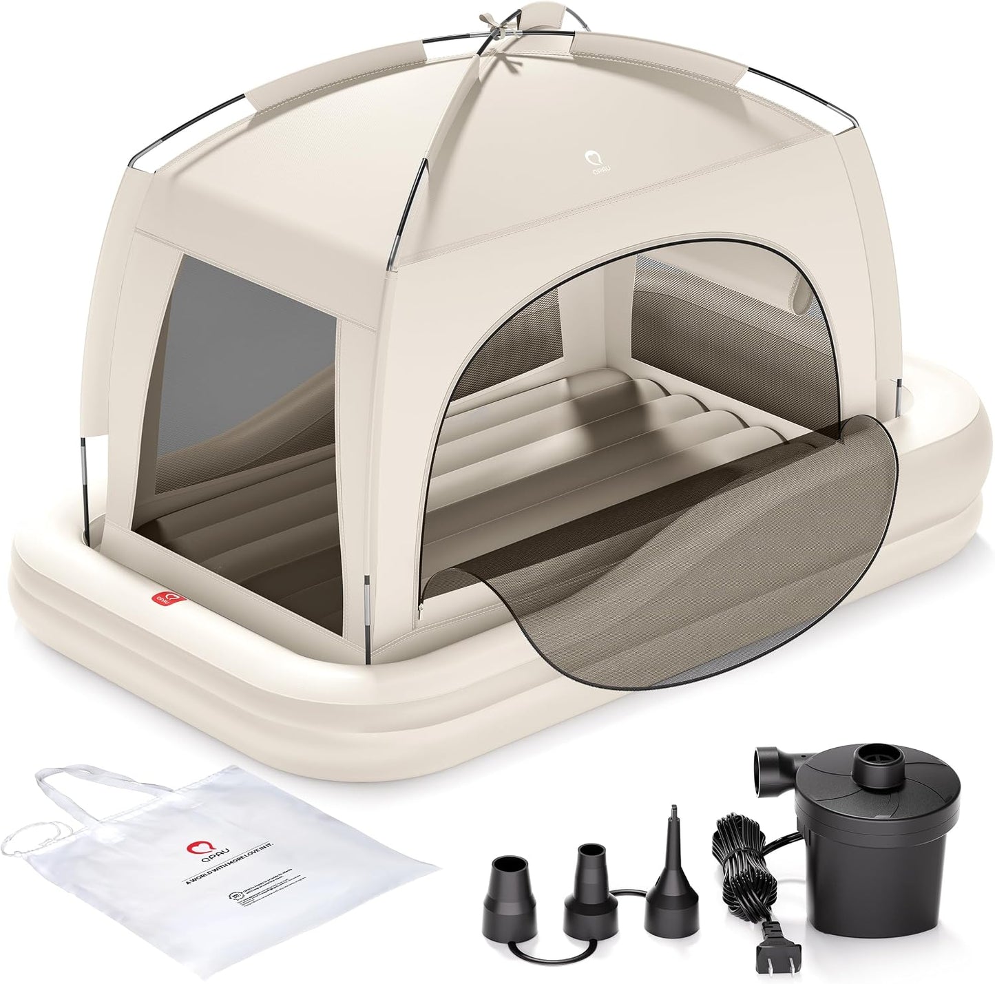 QPAU - Cama de viaje inflable para niños pequeños con tienda, colch...