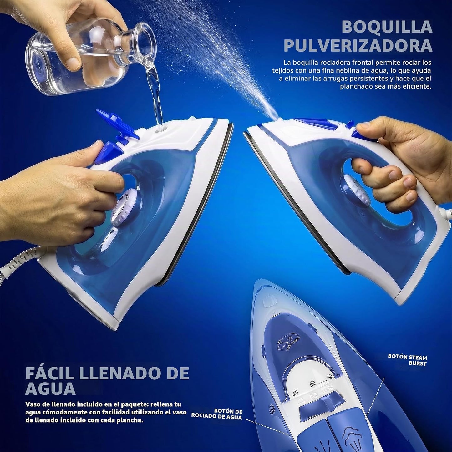 Utopia Home Plancha de vapor para ropa con suela antiadherente, pla...