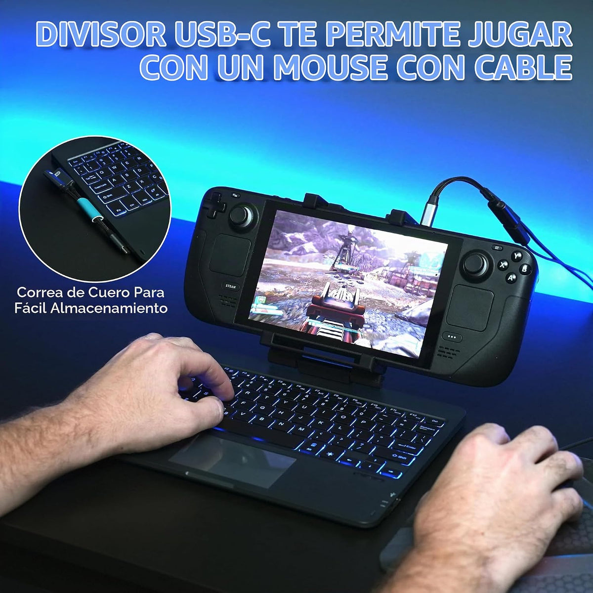 Invensic DeckTop con divisor \u2013 Teclado Steam Deck y mouse Blue...