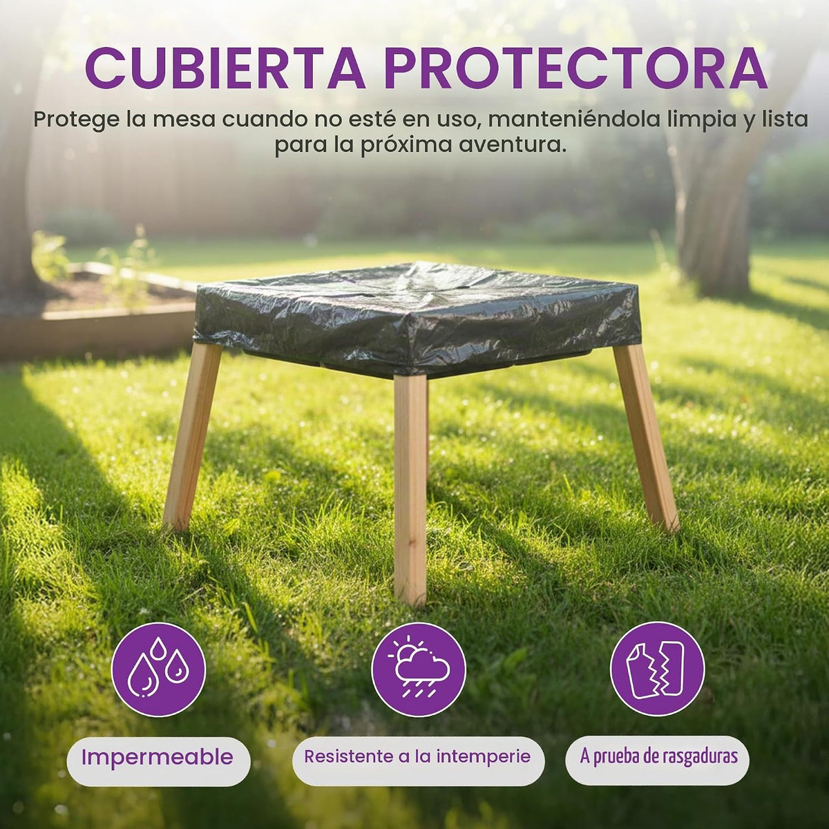 Plum® Mesa de madera para arena y agua con cubierta, juguetes senso...