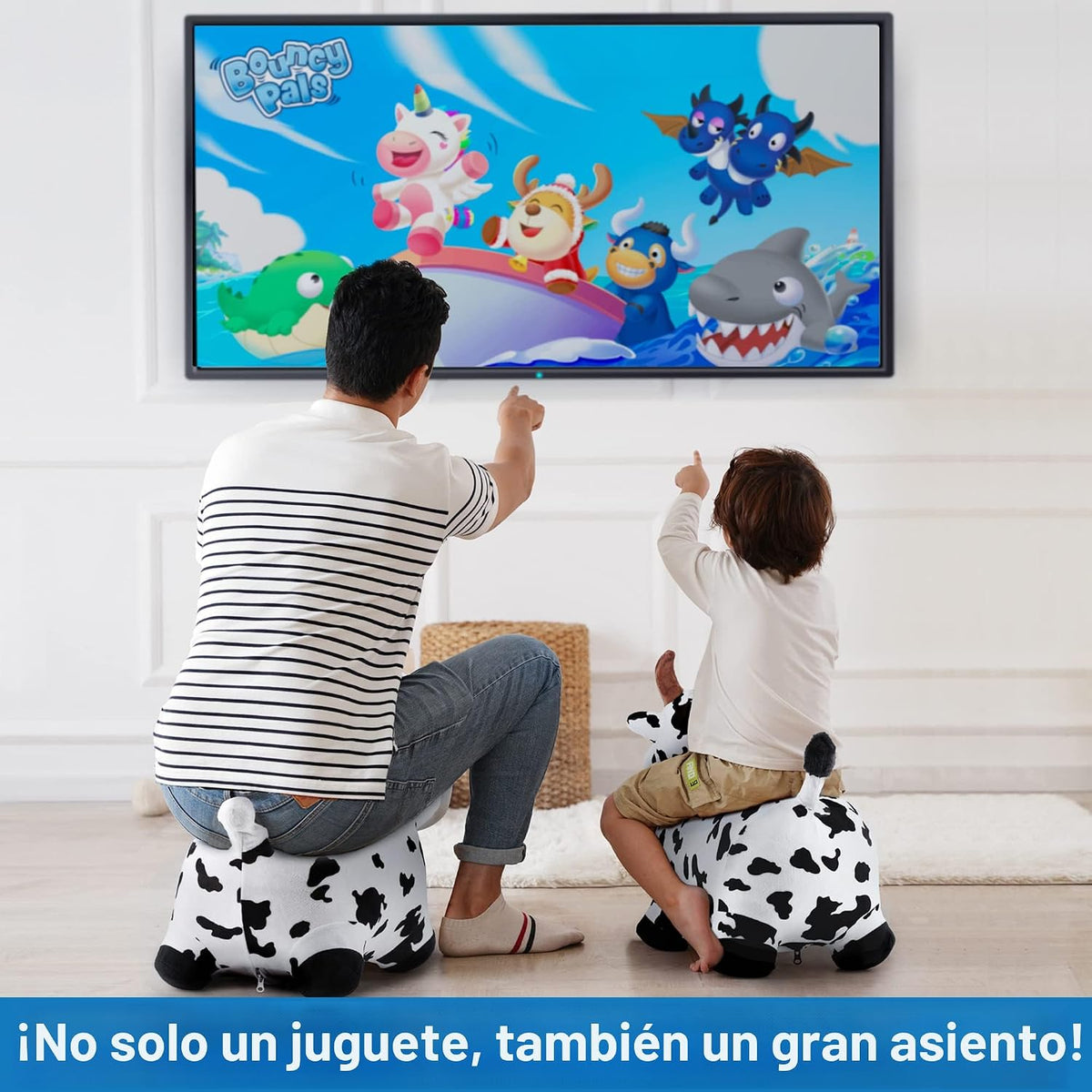 iPlay, iLearn Bouncy Pals Caballo Saltarín, Juguetes de Vaca Inflab...