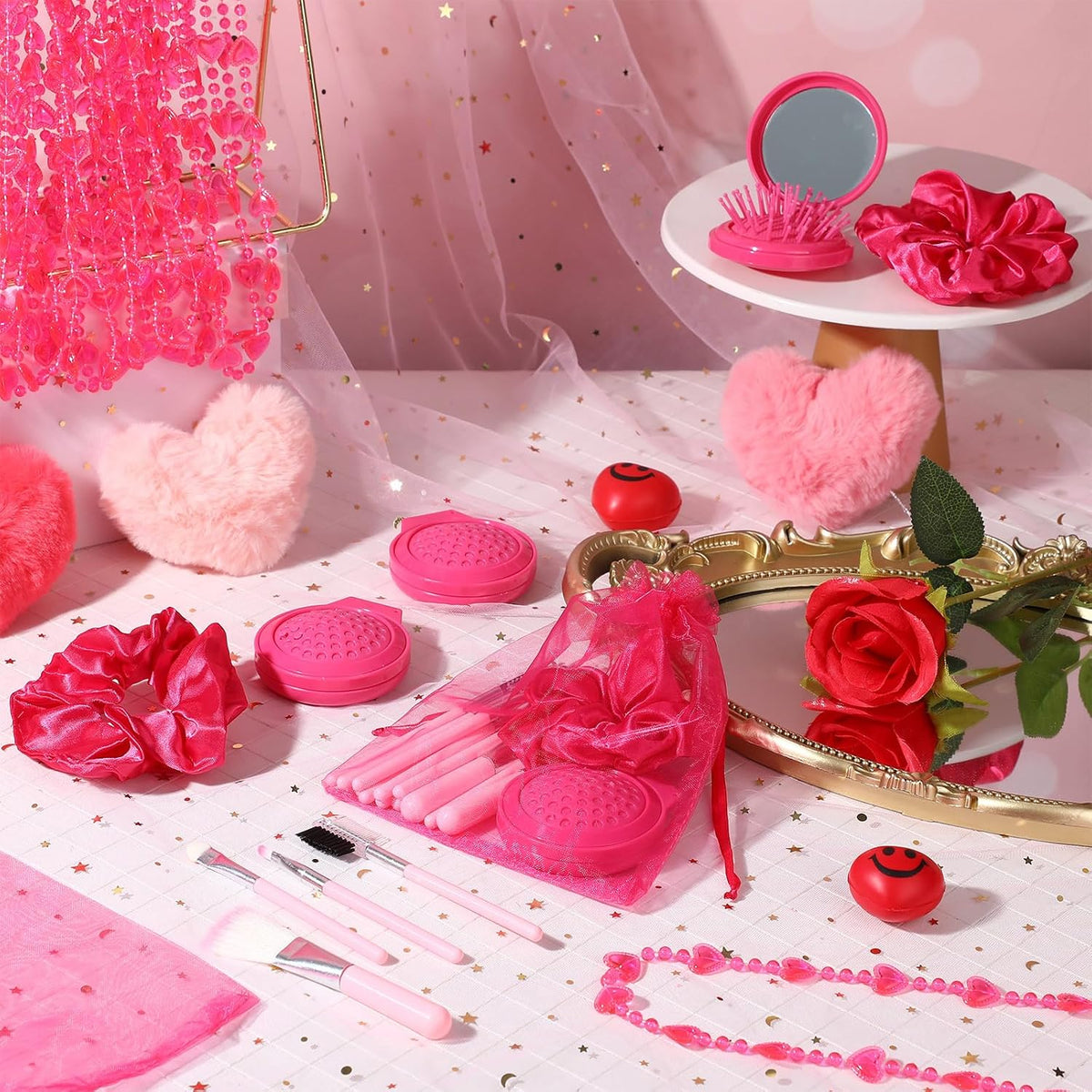 SiliFine - Juego de 48 piezas de recuerdos de fiesta rosa para niña...