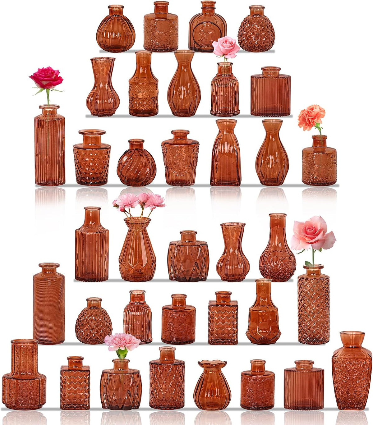36 piezas de juego de jarrones de brotes pequeños botellas de vidri...