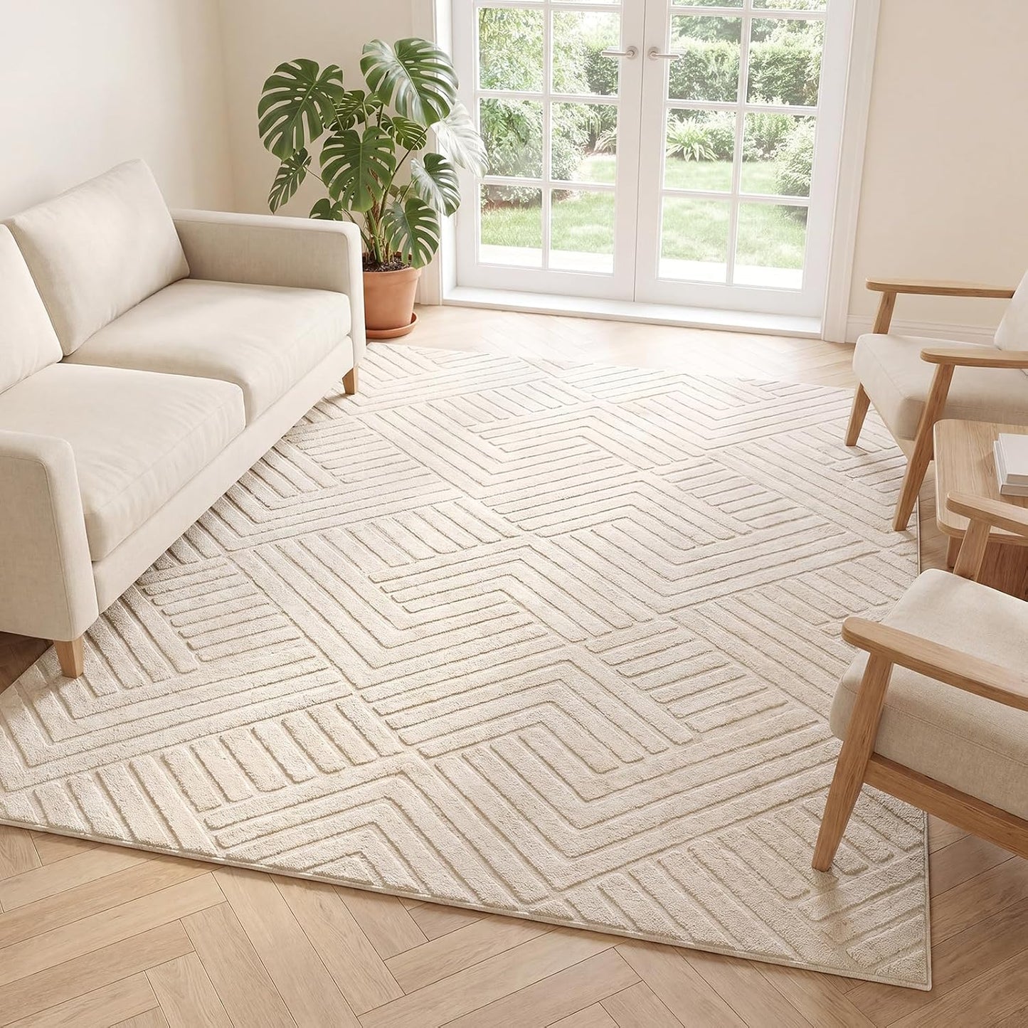 Bsmathom Alfombra lavable de 6 x 9, alfombra suave y moderna bohemi...