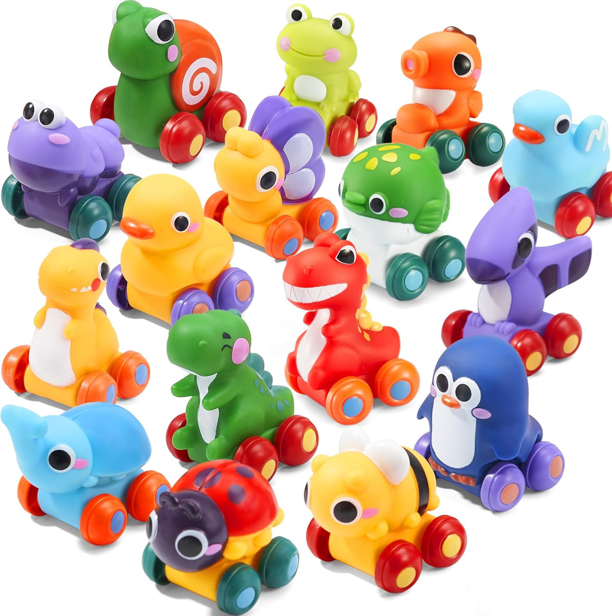 JOYIN Coches de dibujos animados de animales, juego de coches de ju...