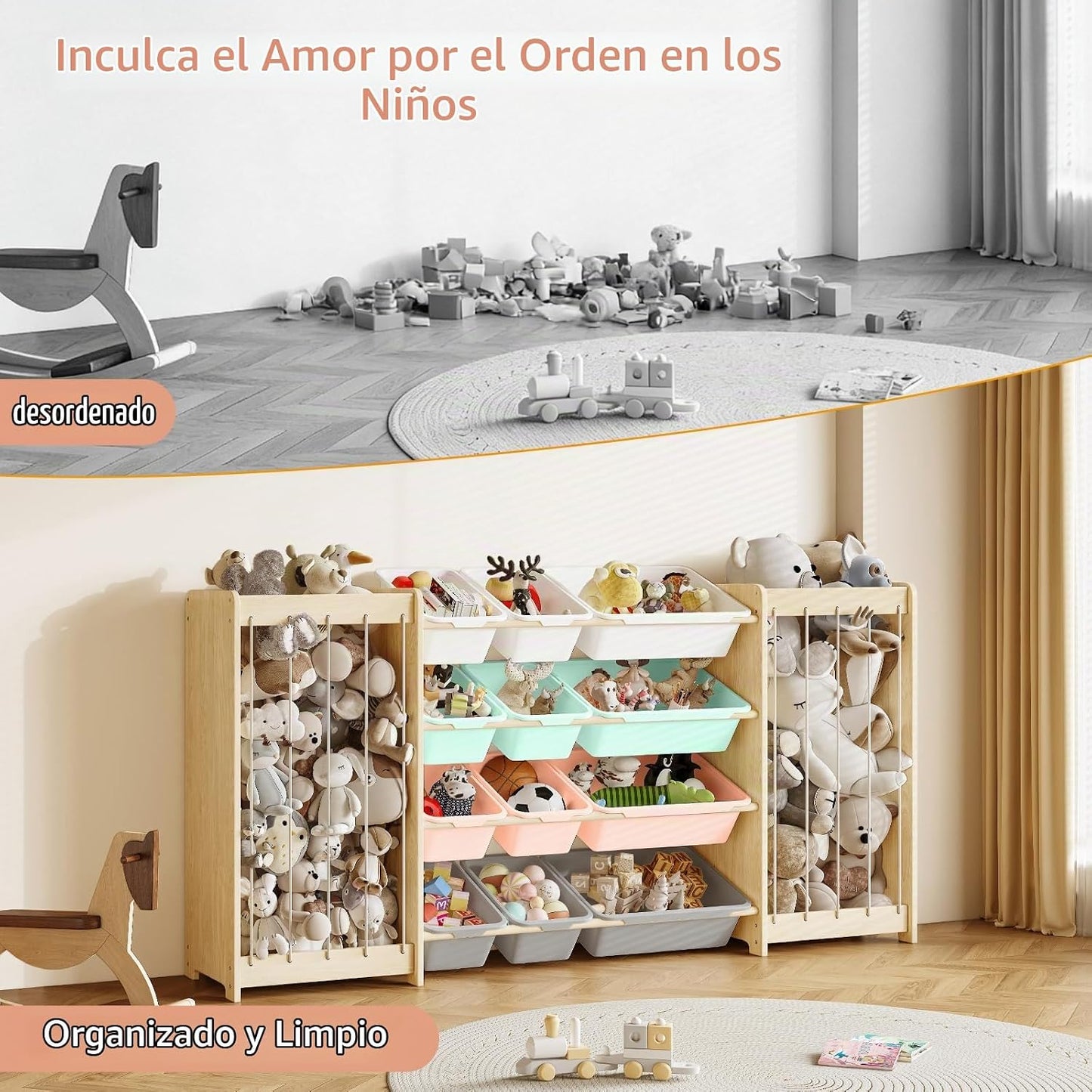 EXPERLAM Organizador grande de almacenamiento de juguetes, almacena...