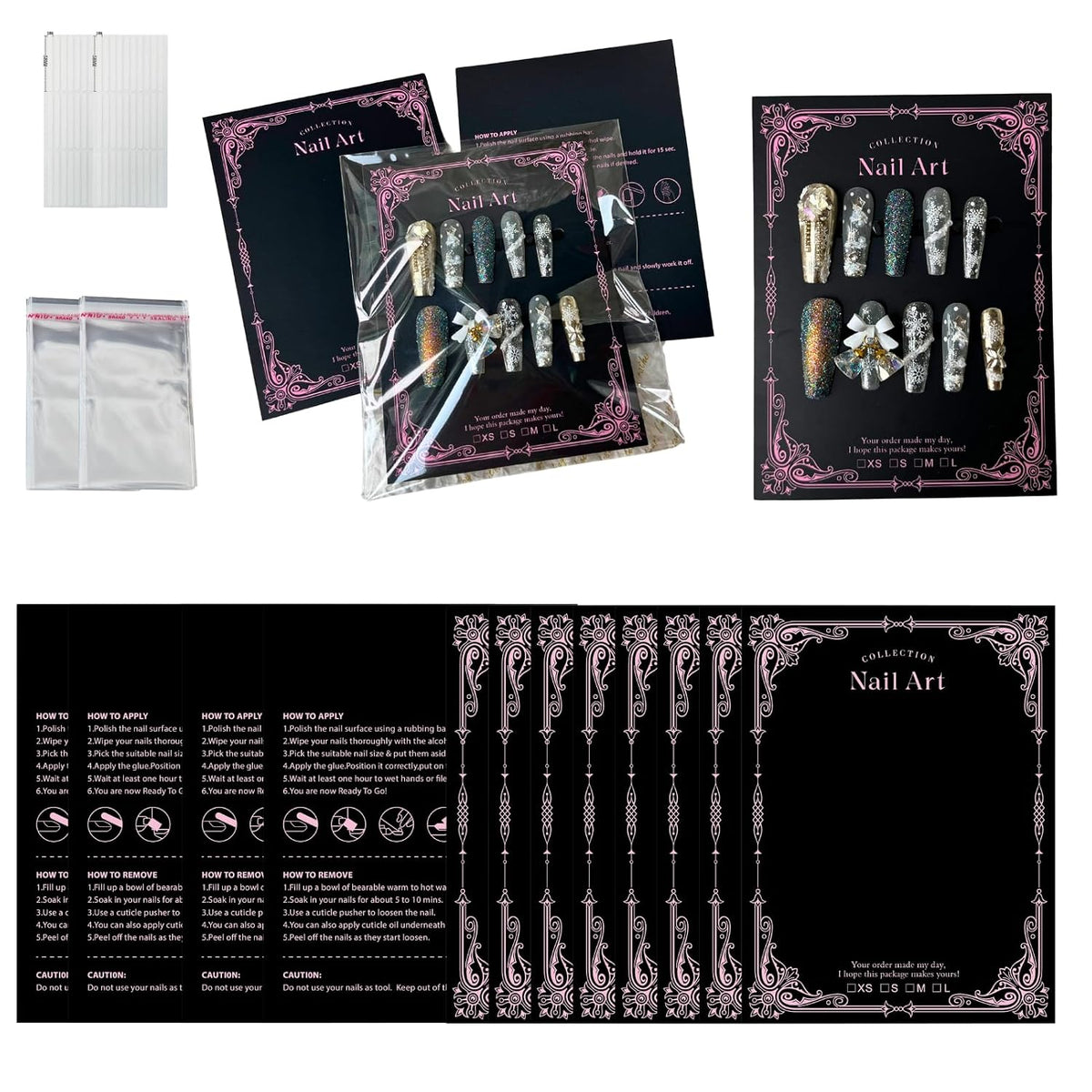 Kit de embalaje de uñas a presión para uñas largas, 50 tarjetas de...