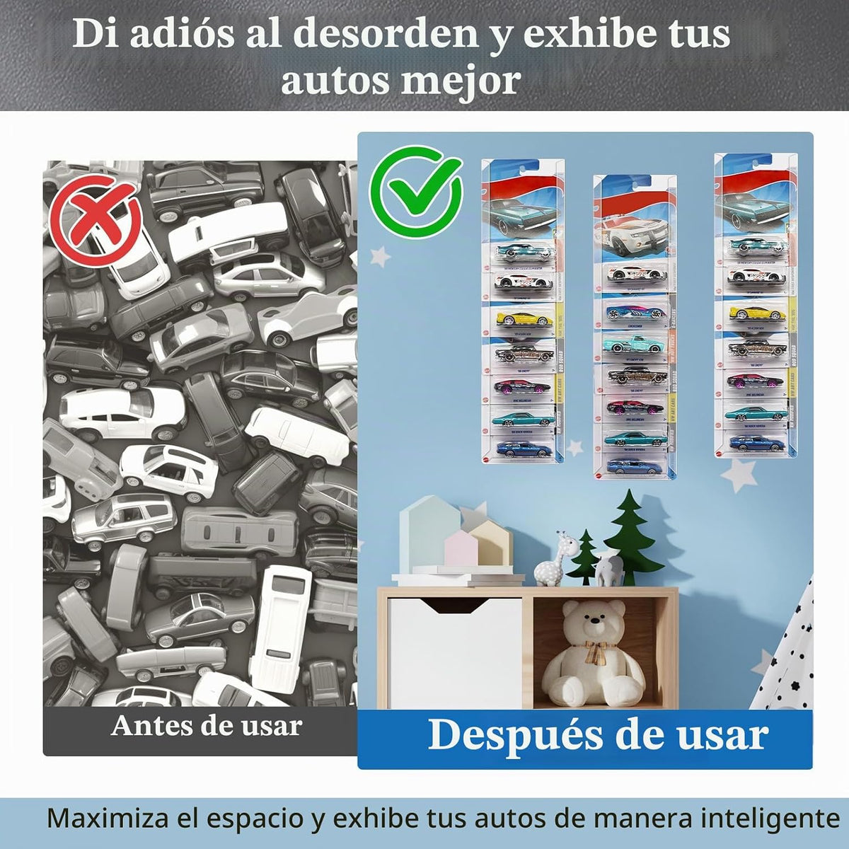 10 piezas de vitrina para modelos de coches con montaje en pared co...