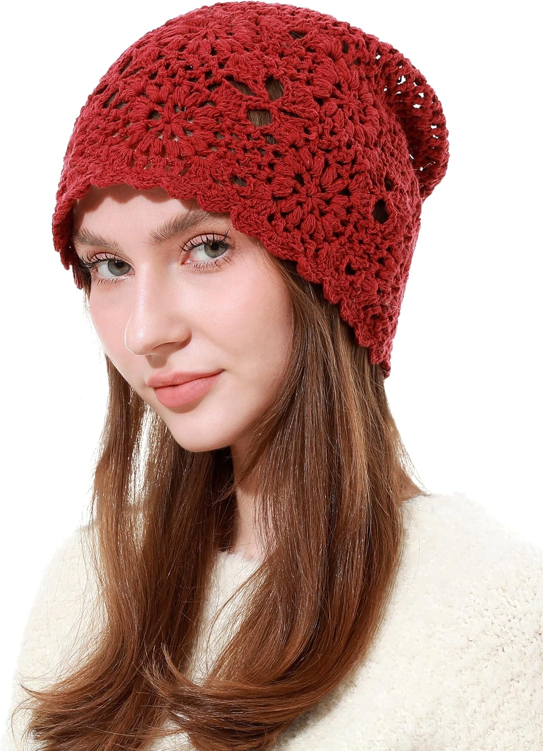 sy soul young Gorro de algodón de ganchillo para mujer, suave y hol...