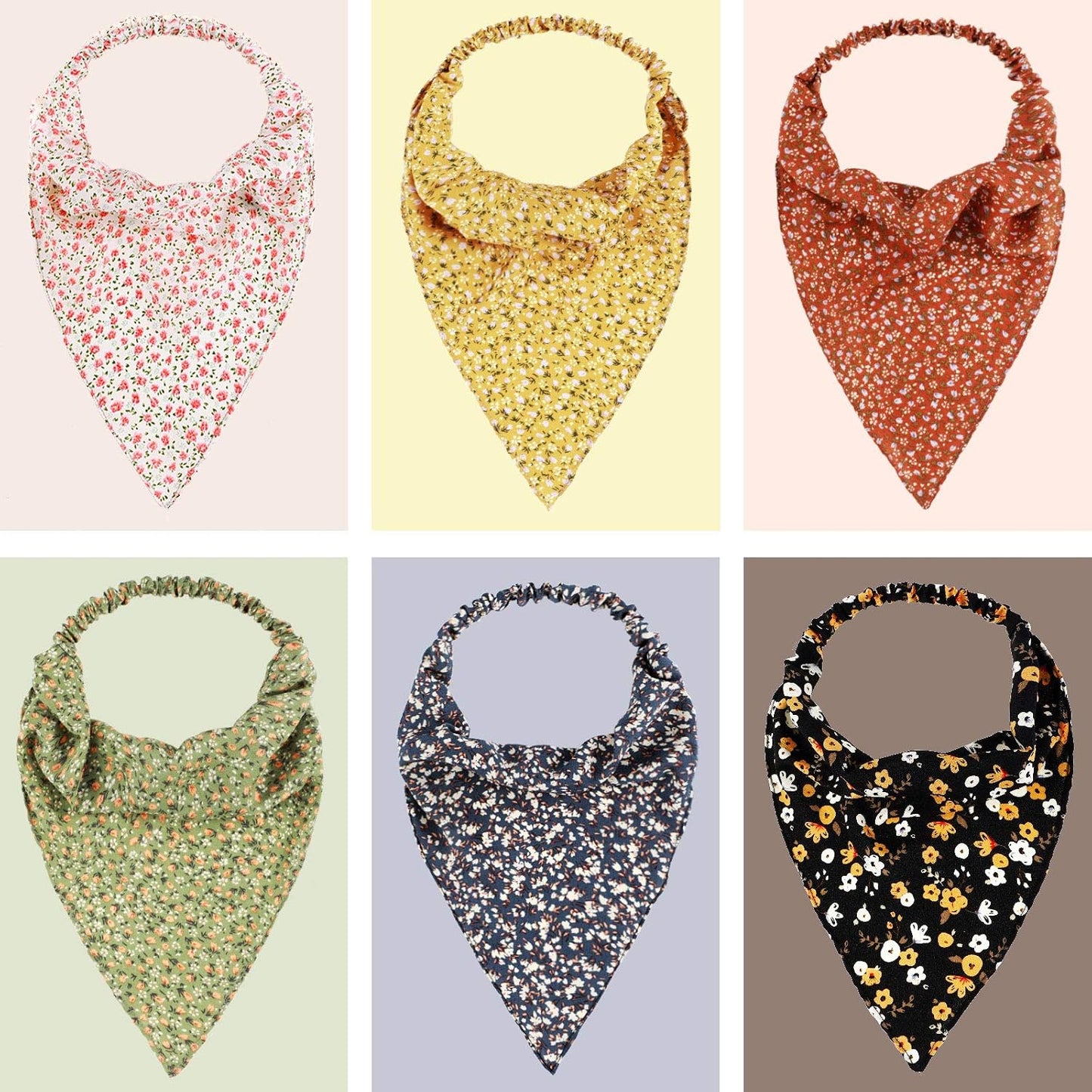Syhood 6 bandanas florales para el cabello para mujeres y niñas, bu...