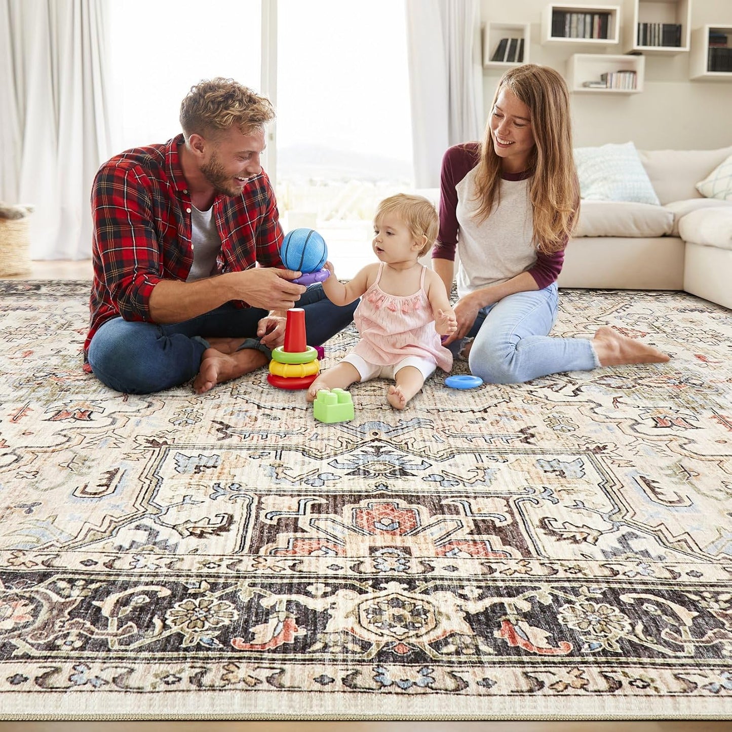 homewill Alfombra de Área para Sala de Estar - 6x9 Suave Lavable a...