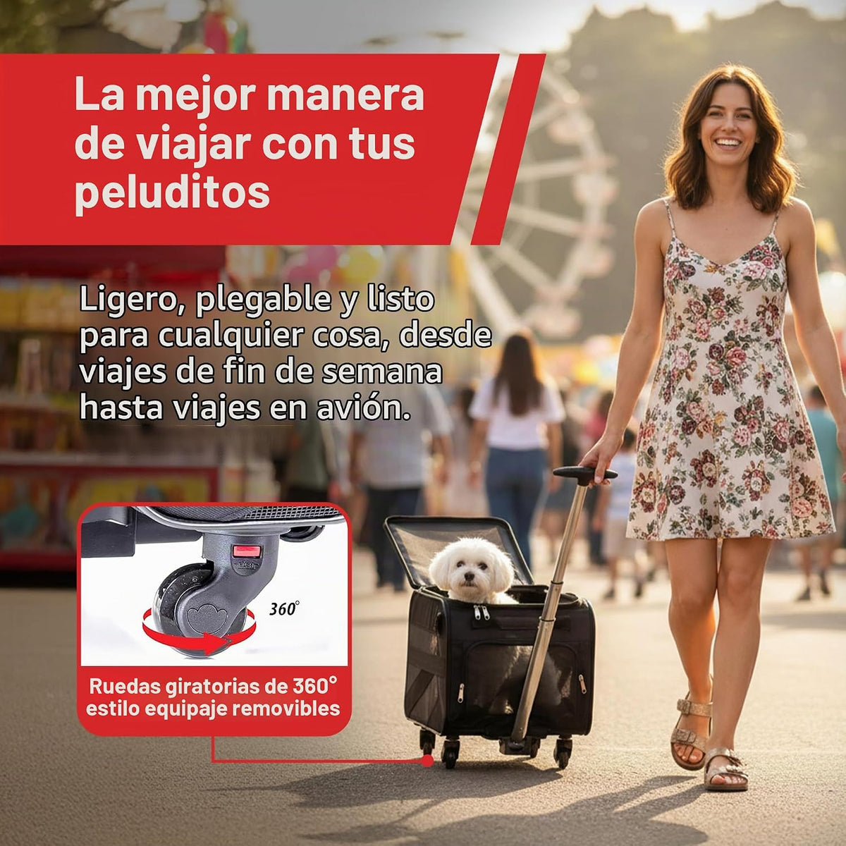 dbest products Carrito inteligente para mascotas, mediano, negro, t...