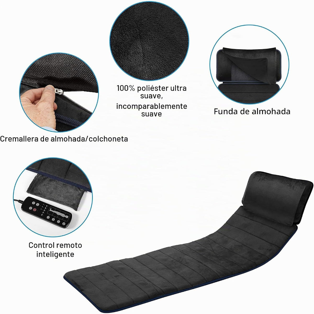 COMFIER Esterilla de masaje de cuerpo completo con calor y vibració...