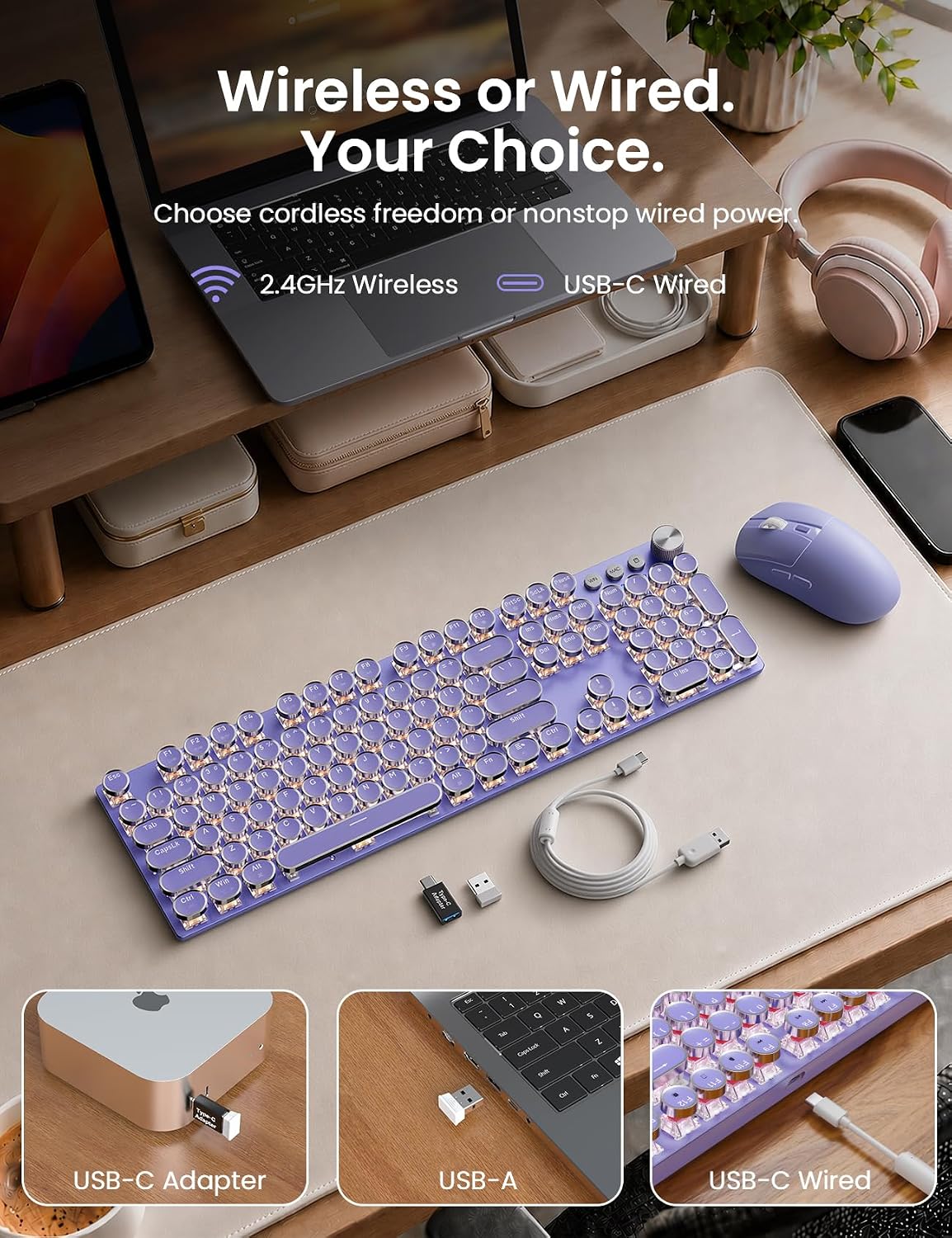Sablute Combo de teclado mecánico inalámbrico y ratón, retroilumina...