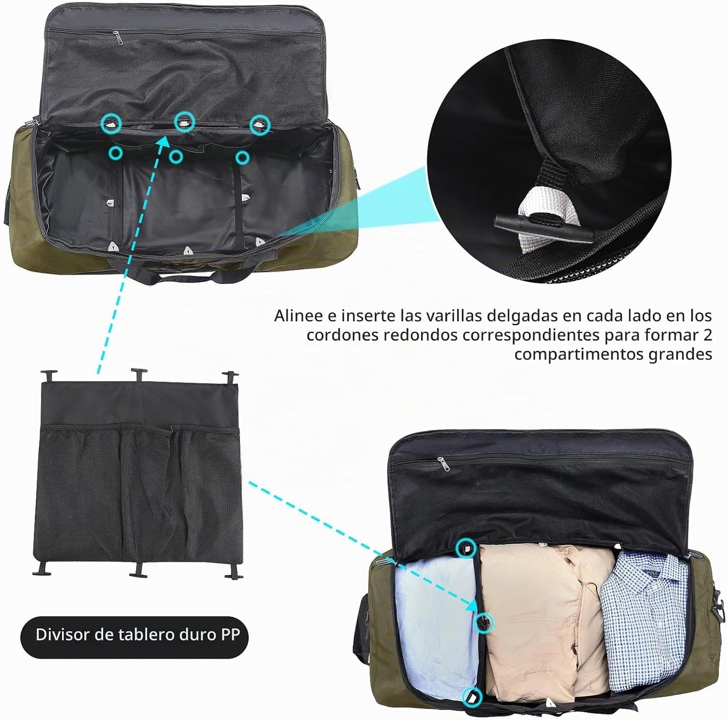 Vrtisa Bolsa de lona plegable Oxford con lados suaves y 2 ruedas re...