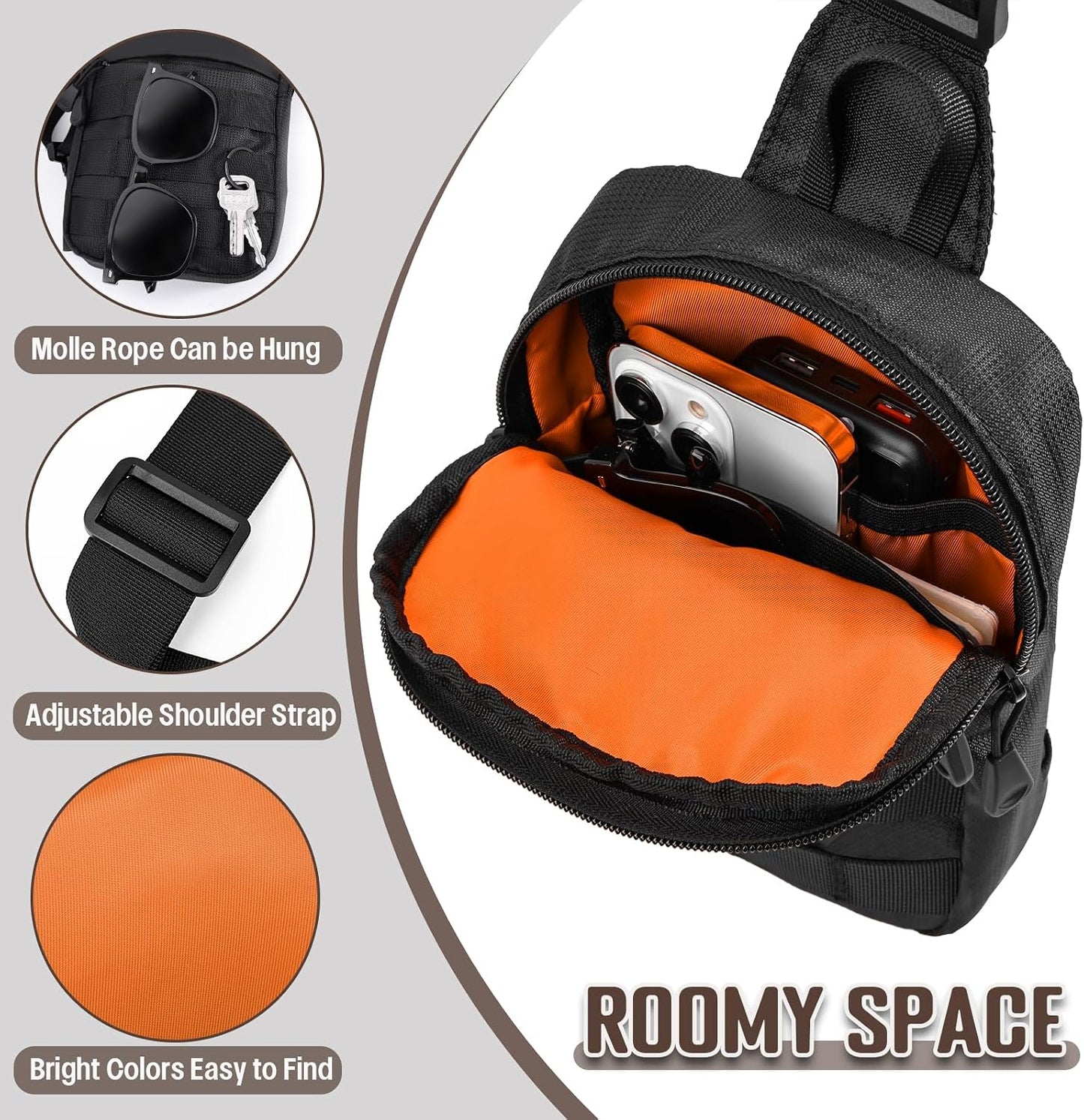 DEYACE Pequeña bolsa cruzada para hombre, inspirada en táctica, imp...