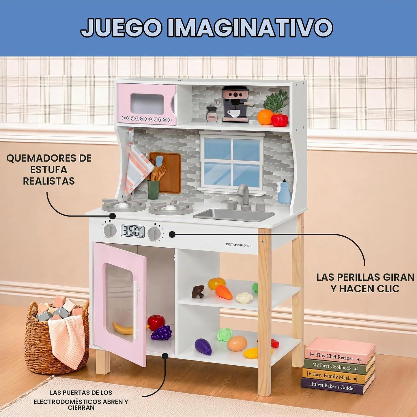 Delta Children Tiny Chef Play Kitchen - Juego de cocina de juguete...
