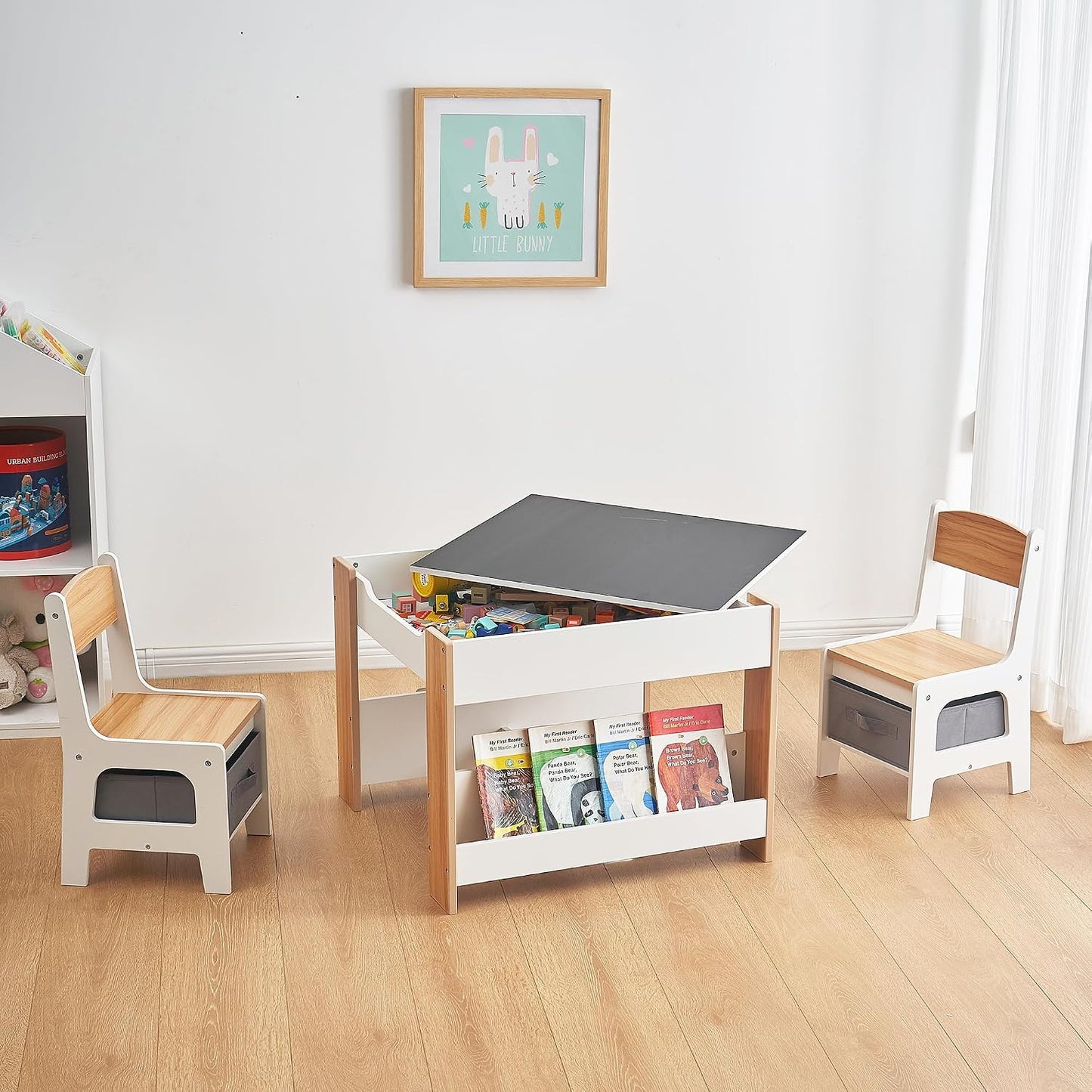 Asweets juego de mesa y silla para niños, escritorio 4 en 1 para ni...