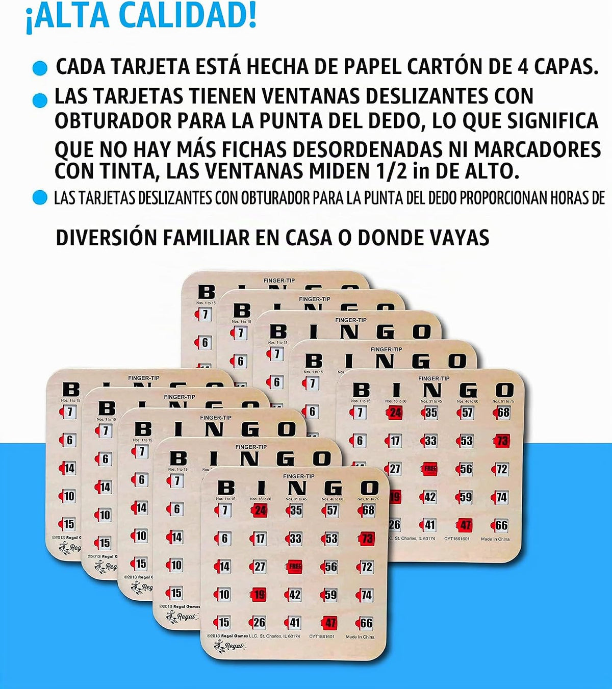 Cartas de bingo a granel de Regal Bingo con ventanas deslizantes -...