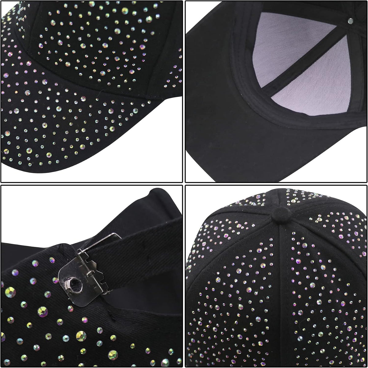 Gorra de béisbol brillante con diamantes de imitación para mujeres...