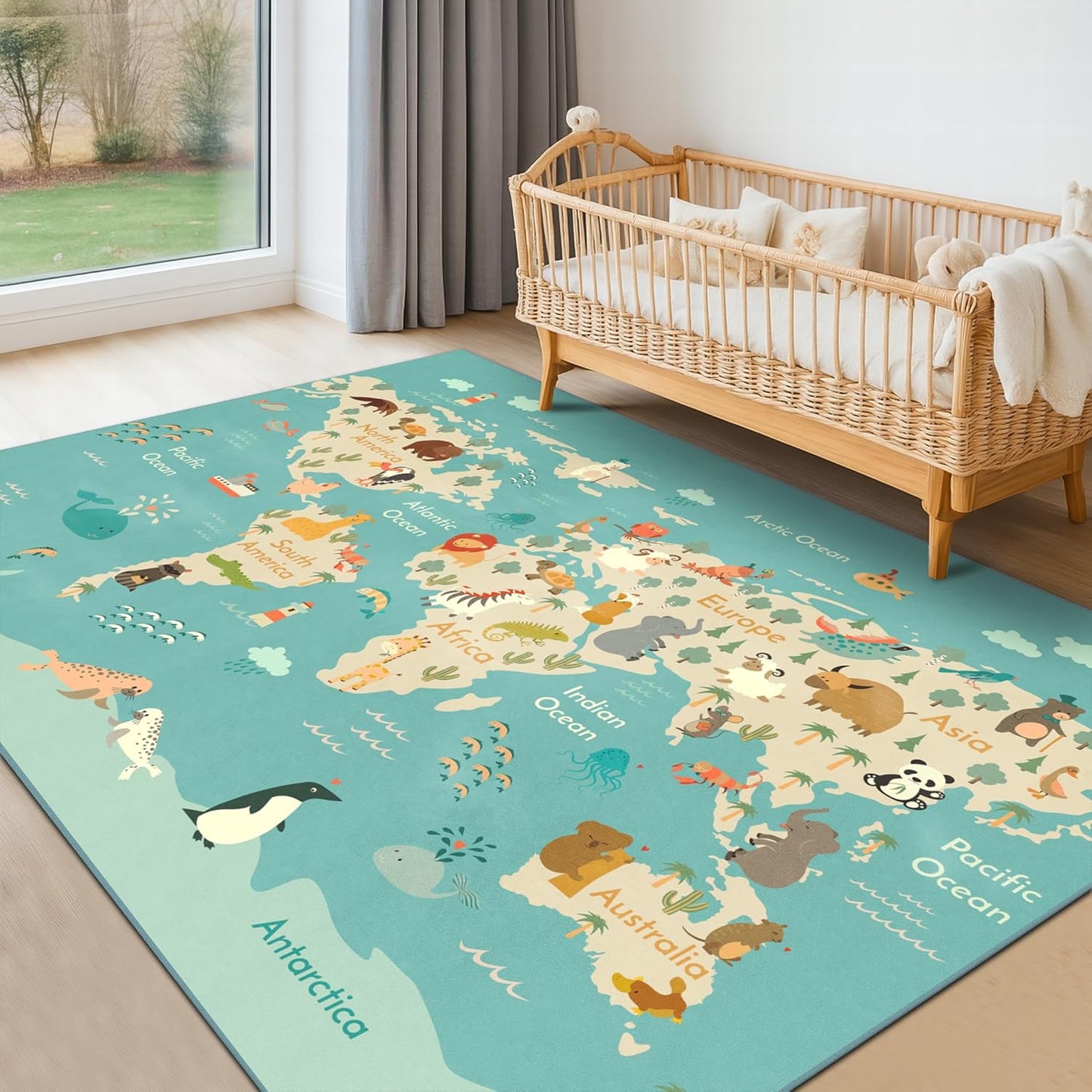 Hazo Haus Alfombra lavable para sala de juegos para niños, alfombra...