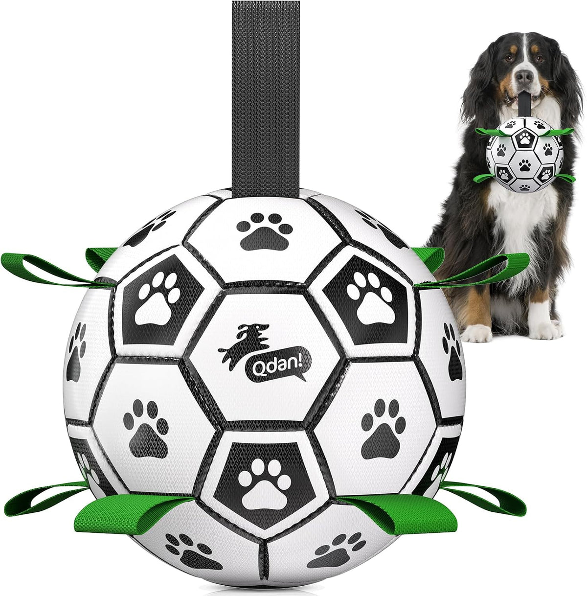 QDAN Juguetes grandes para perros, pelota de fútbol para perros con...