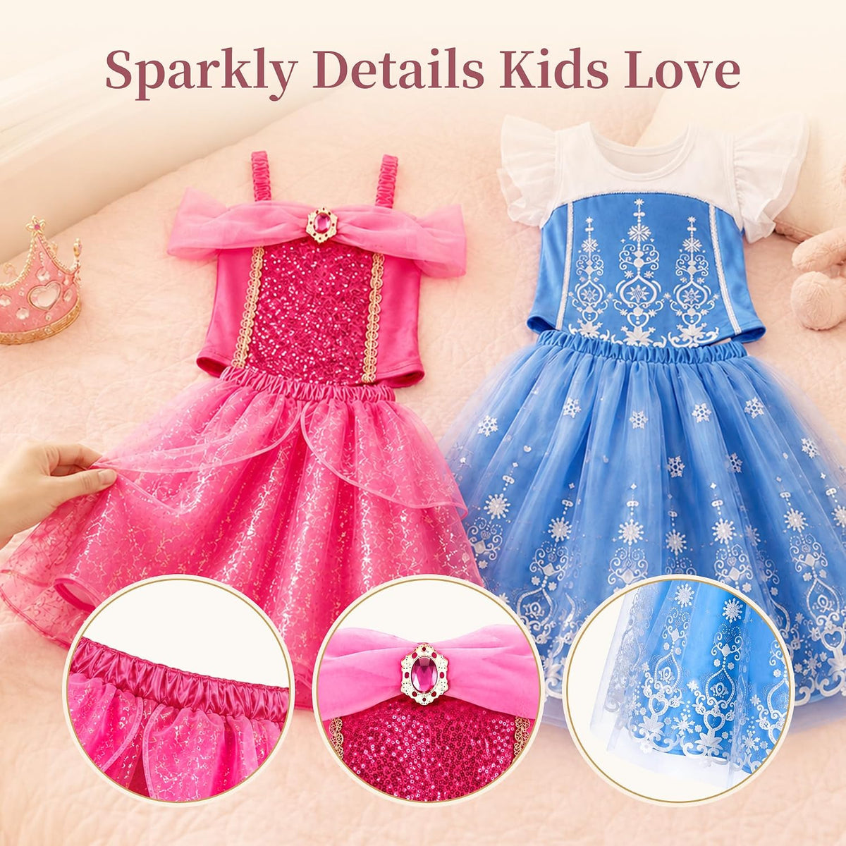 Meland Vestido de Princesa para niñas de 3 a 8 años, 4 Trajes de Pr...