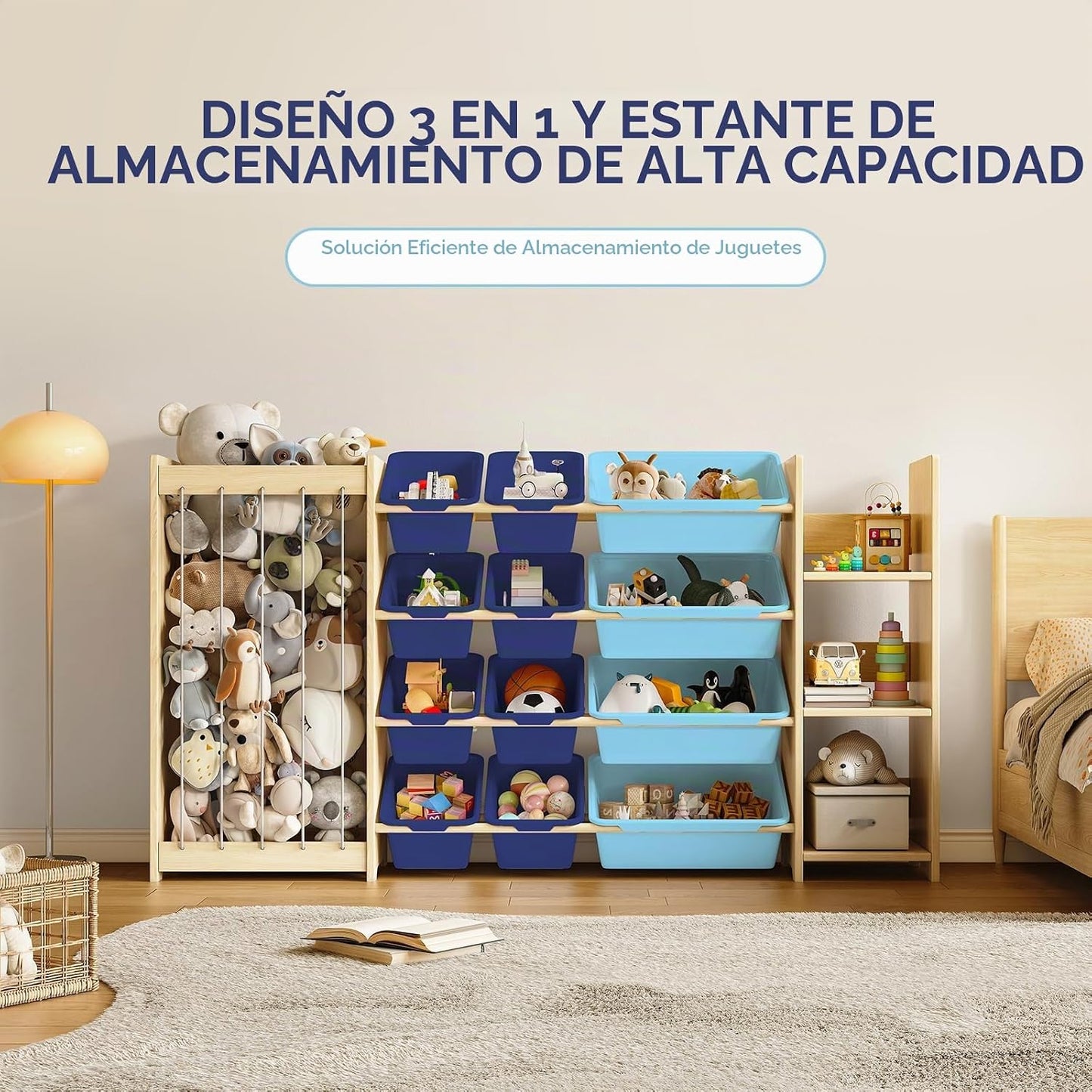 EXPERLAM Organizador de almacenamiento de juguetes 3 en 1, soporte...