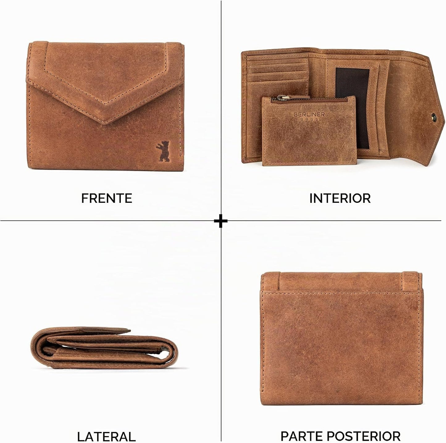 BERLINER BAGS Cartera Pequeña Mujer Katy de Piel Verdadera, Caja Re...