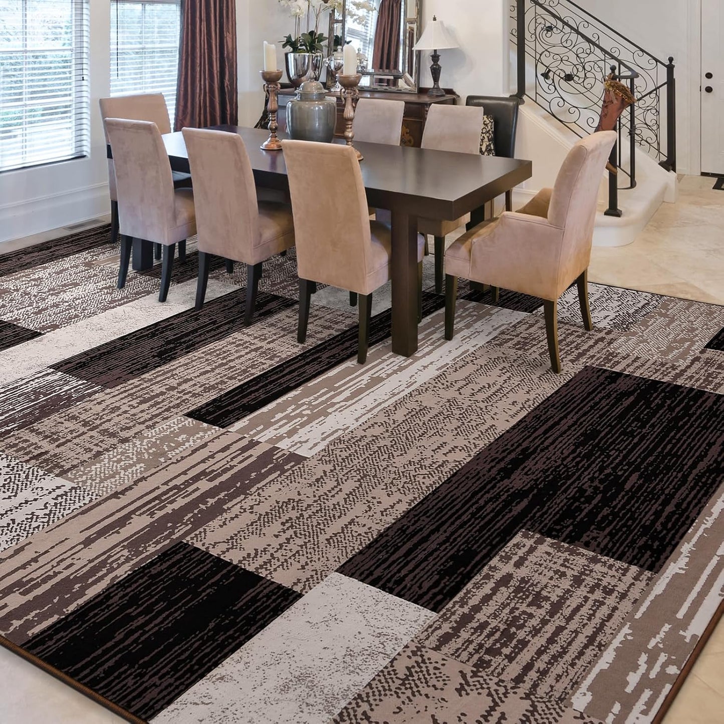 FlyDOIT Alfombra de Área Moderna Geométrica de Retazos, 5x8 pies, A...