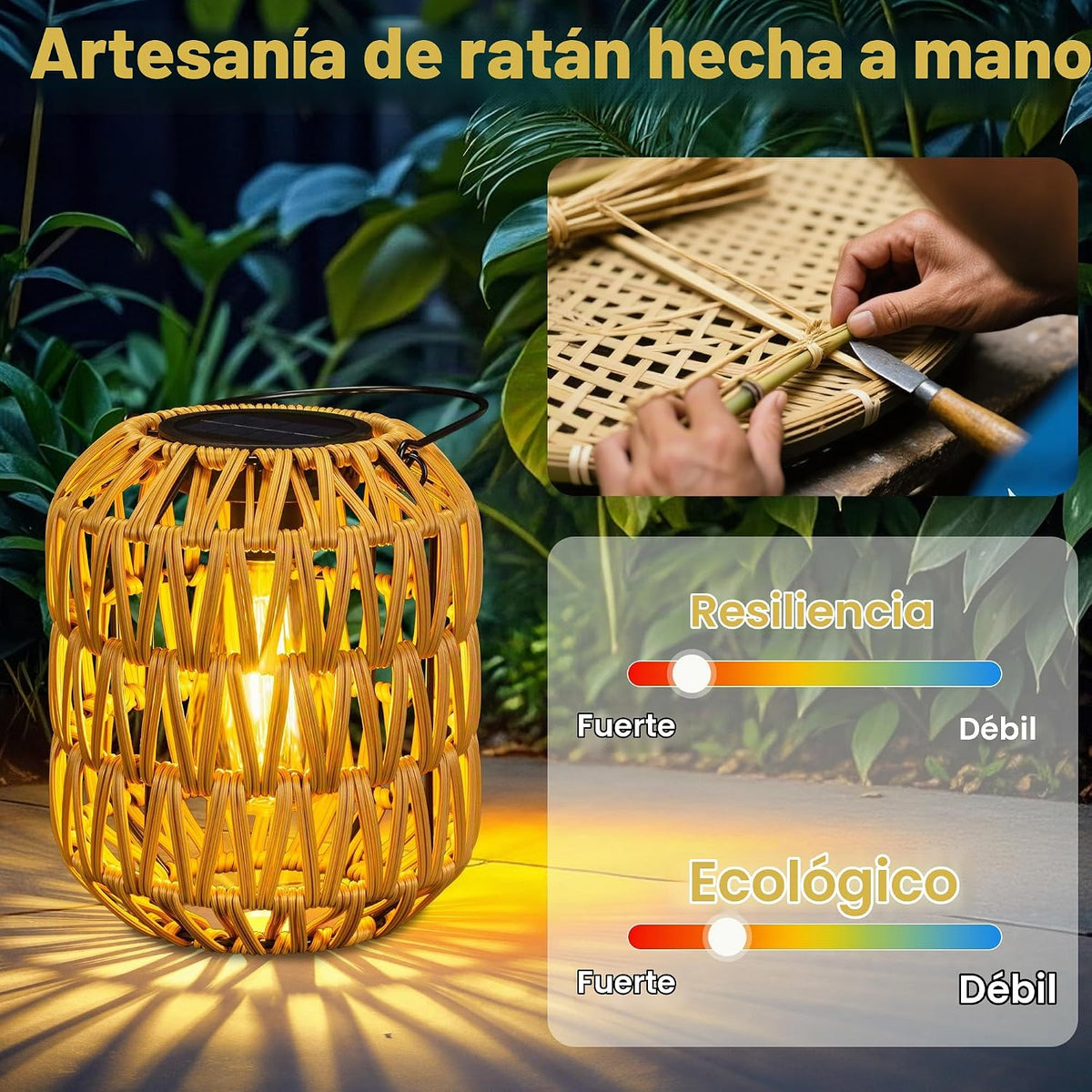 Paquete de 2 faroles solares impermeables para exteriores, faroles...