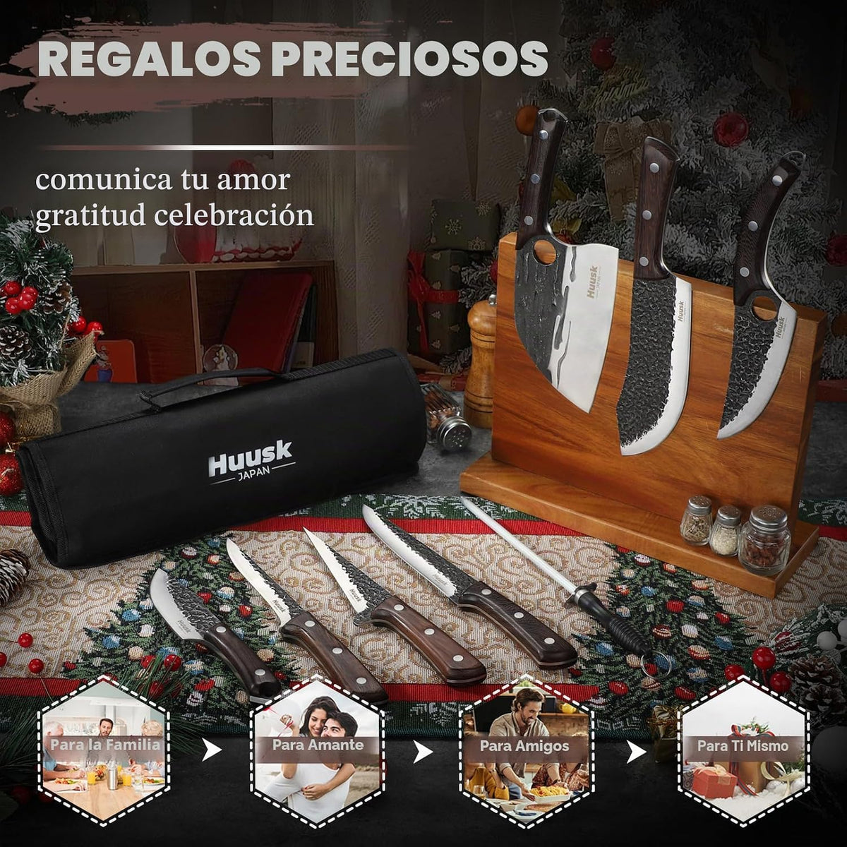 Huusk - Juego de cuchillos de carnicero para corte de carne 10 piez...