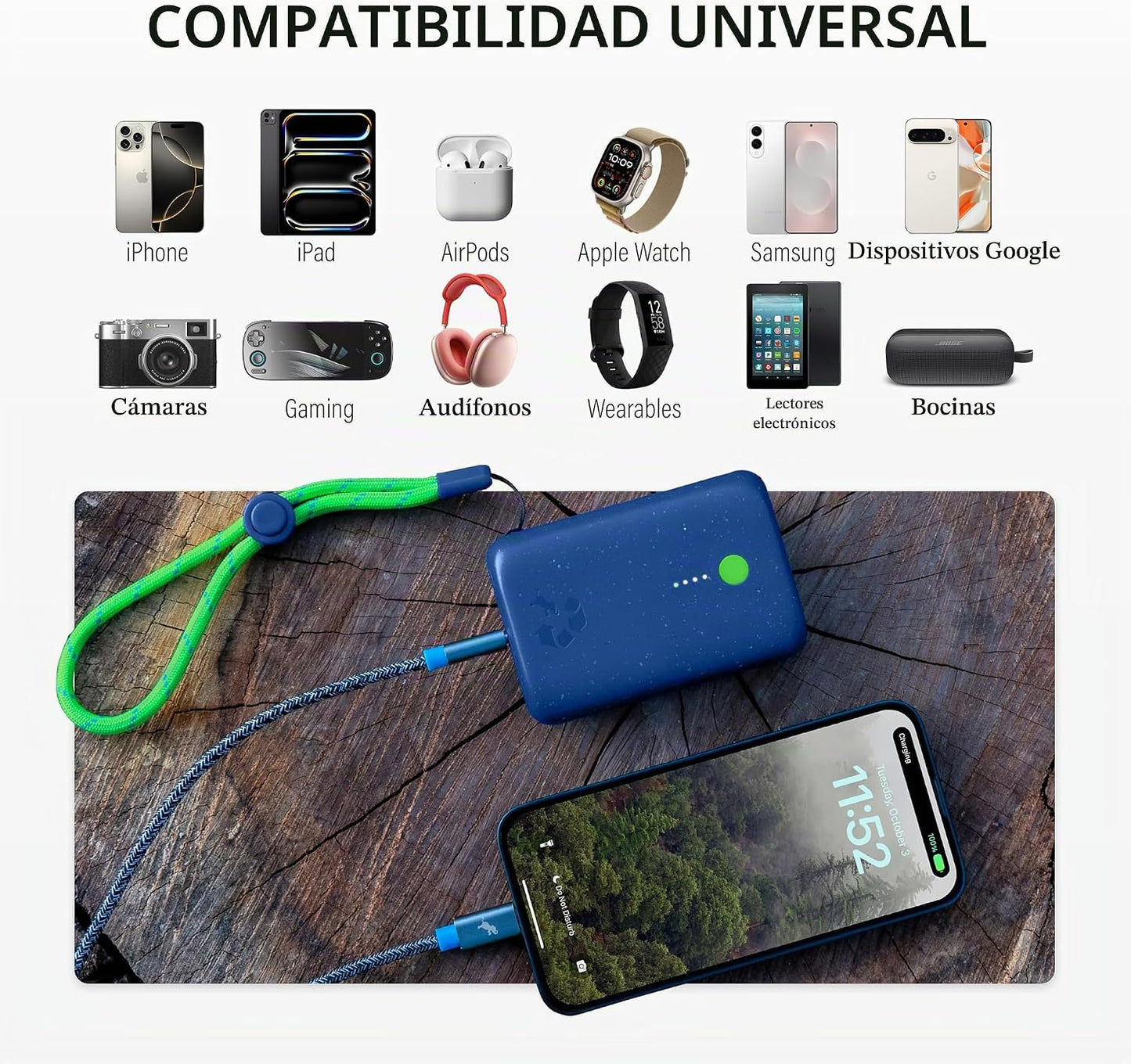 Nimble Champ Cargador Portátil, Batería Externa de 10,000mAh Carga...