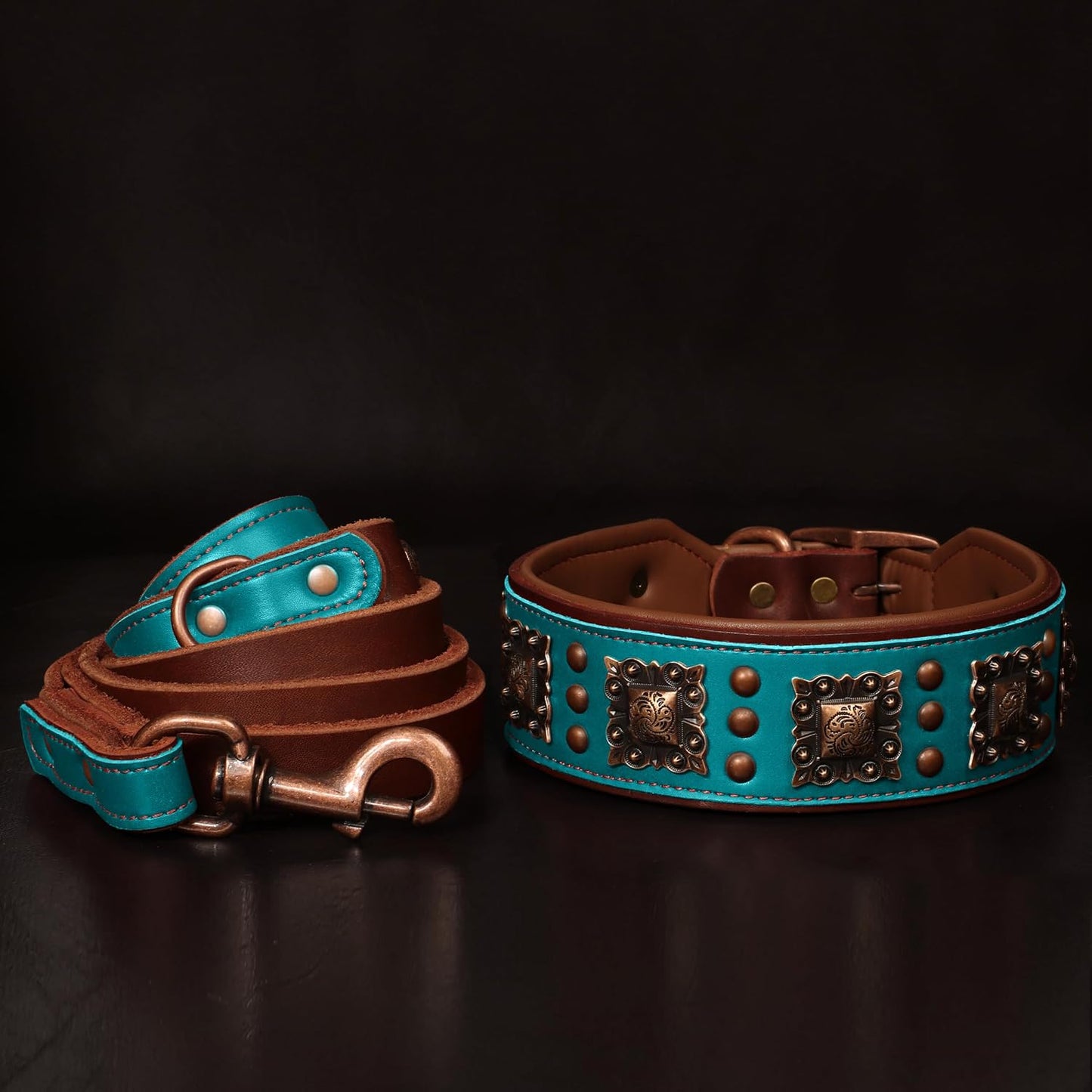PET ARTIST Collar de perro de cuero acolchado mejorado, collares de...