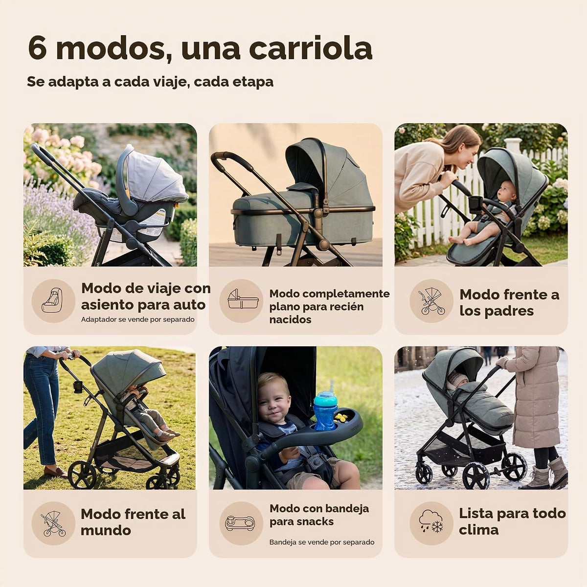 Mompush Wiz - Cochecito de bebé 2 en 1 con modo moisés, cochecito c...