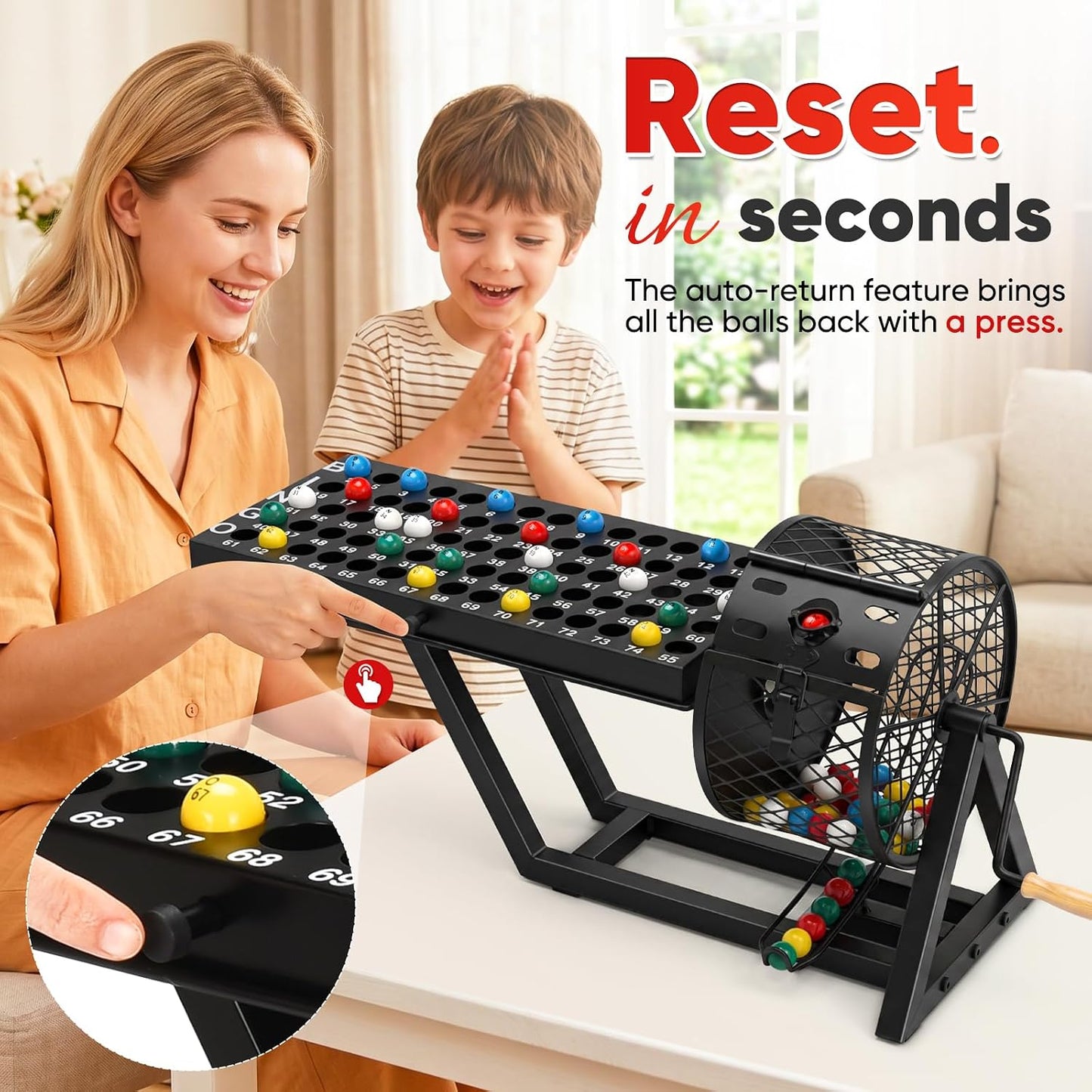 AugFir Juego de bingo profesional de lujo, juegos de bingo de mesa...