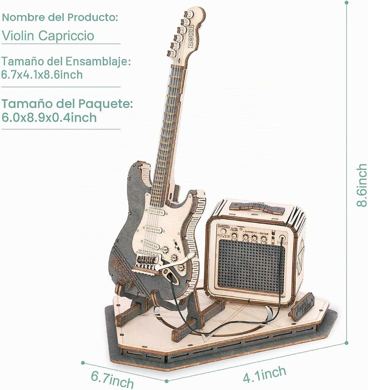 ROKR Rompecabezas 3D de madera para guitarra de adultos, kit de mod...