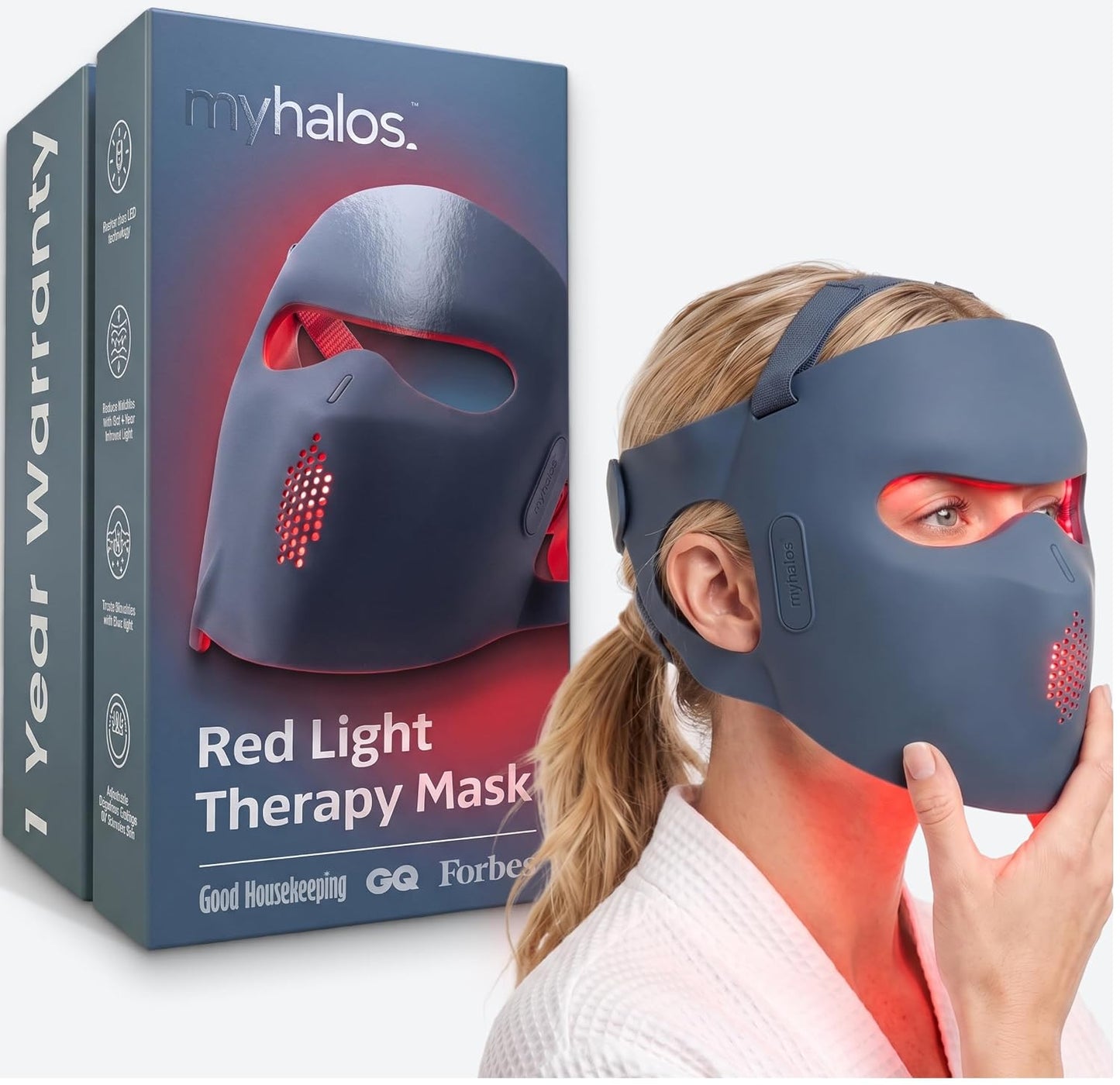 myhalos® Máscara Facial de Terapia de Luz Roja - Dispositivo de Ter...
