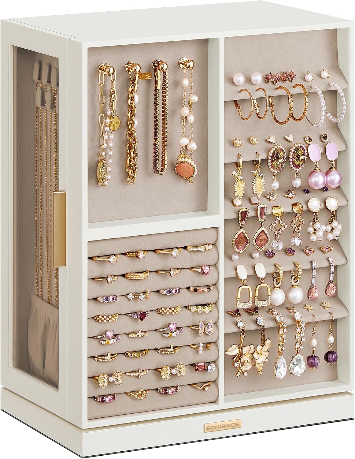 SONGMICS GISELLA Collection - Joyero giratorio de 360°, estuche de...